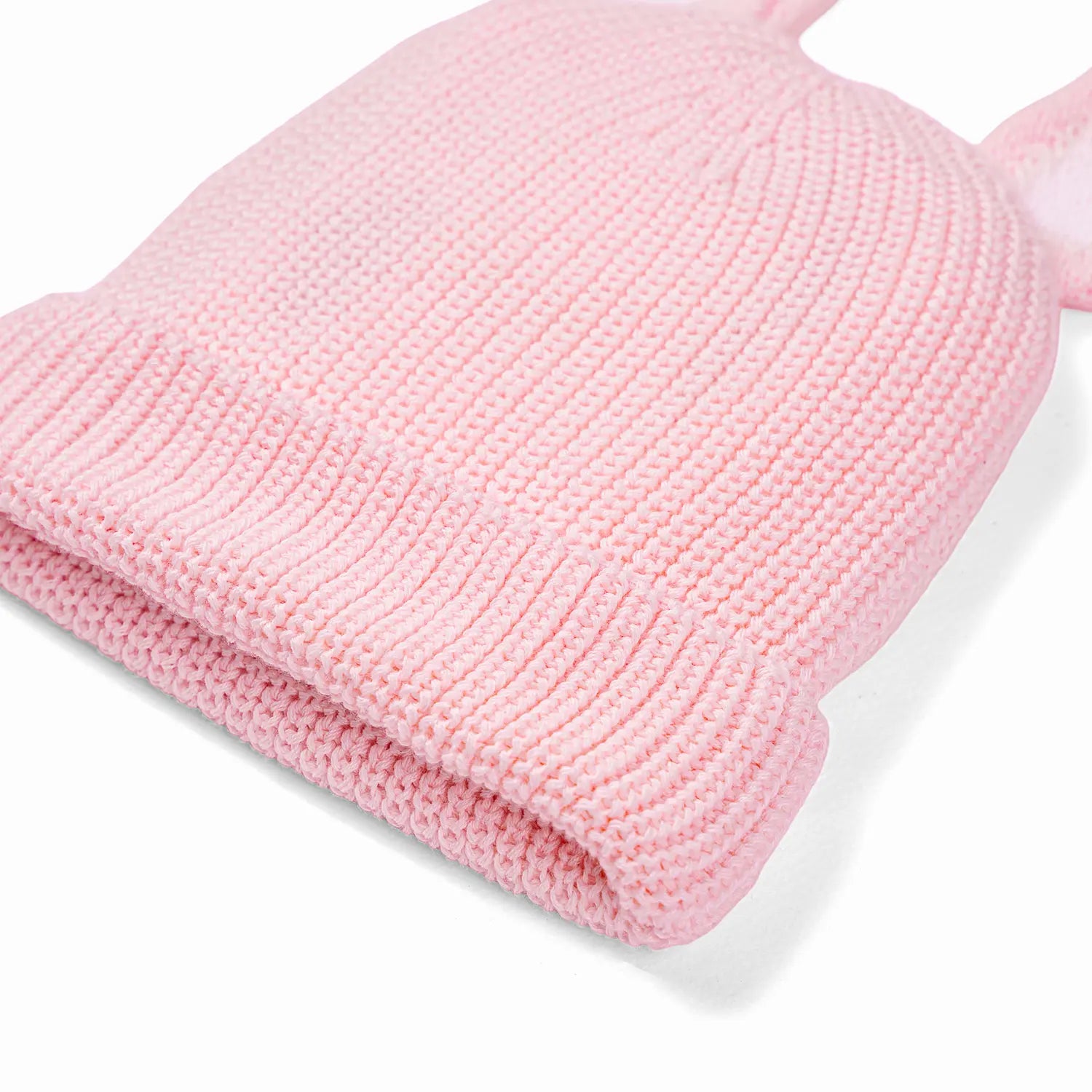 Bunny Ear Knit Beanie in Pink