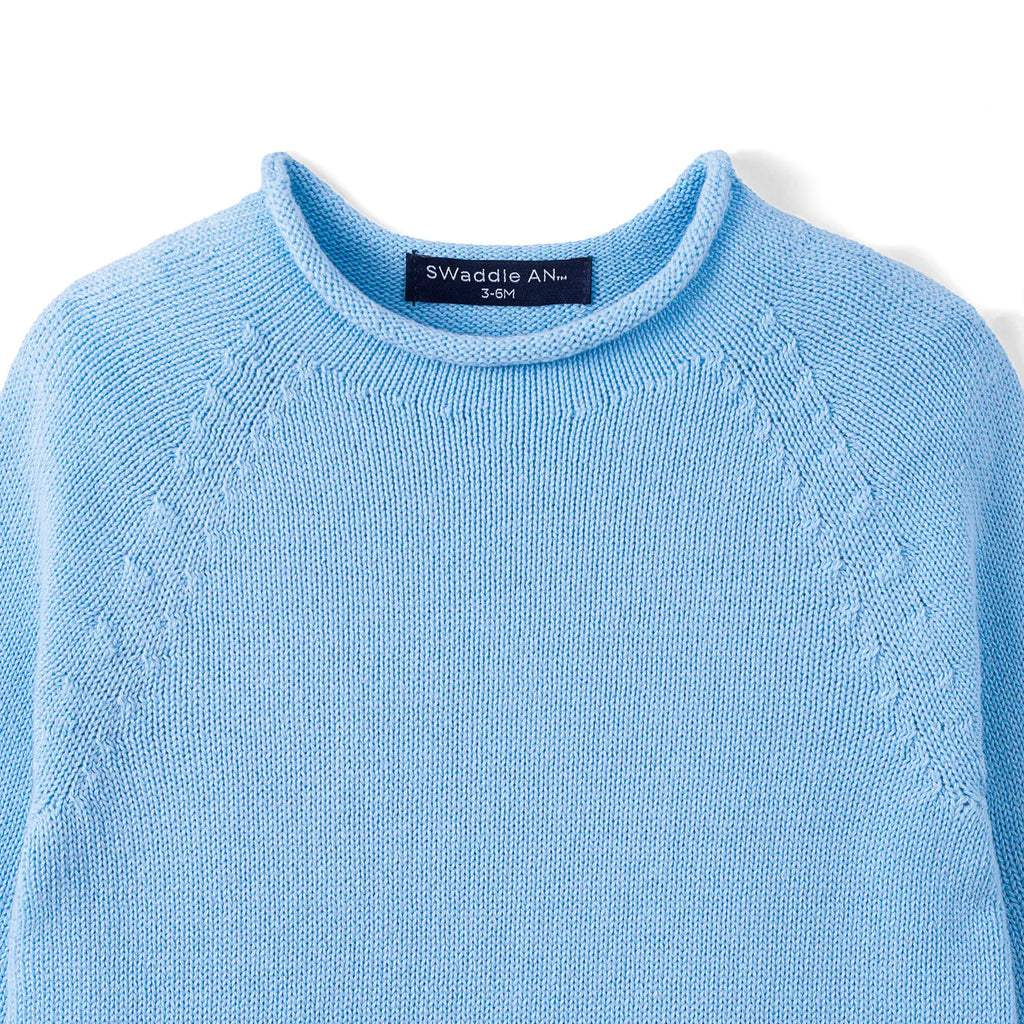 Knit Rollneck Baby Sweater in Baby Blue