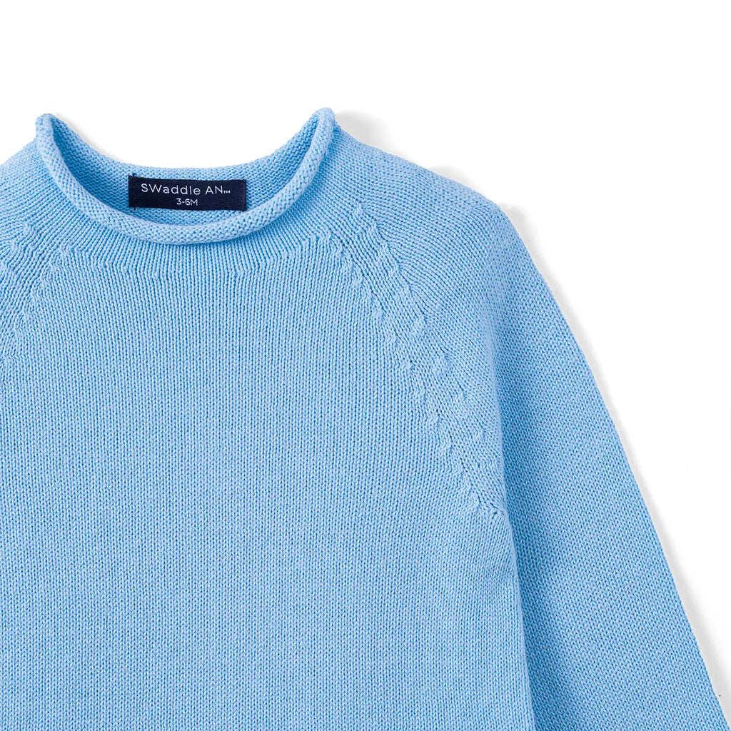 Knit Rollneck Baby Sweater in Baby Blue