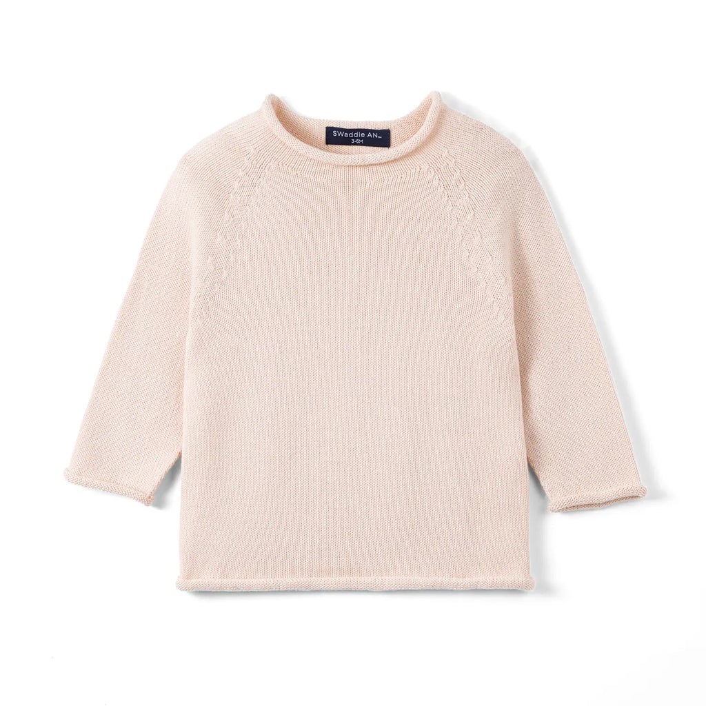 Knit Rollneck Baby Sweater in Beige