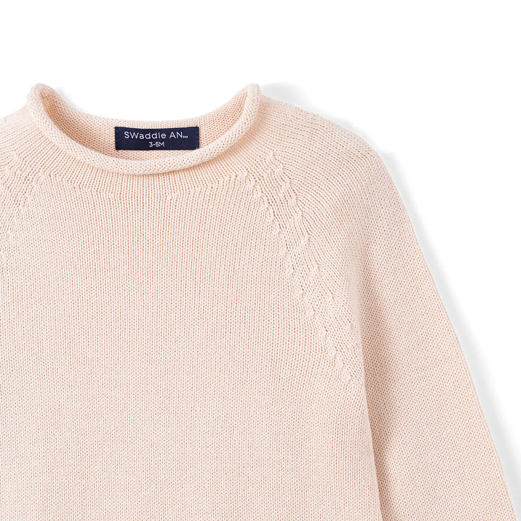 Knit Rollneck Baby Sweater in Beige
