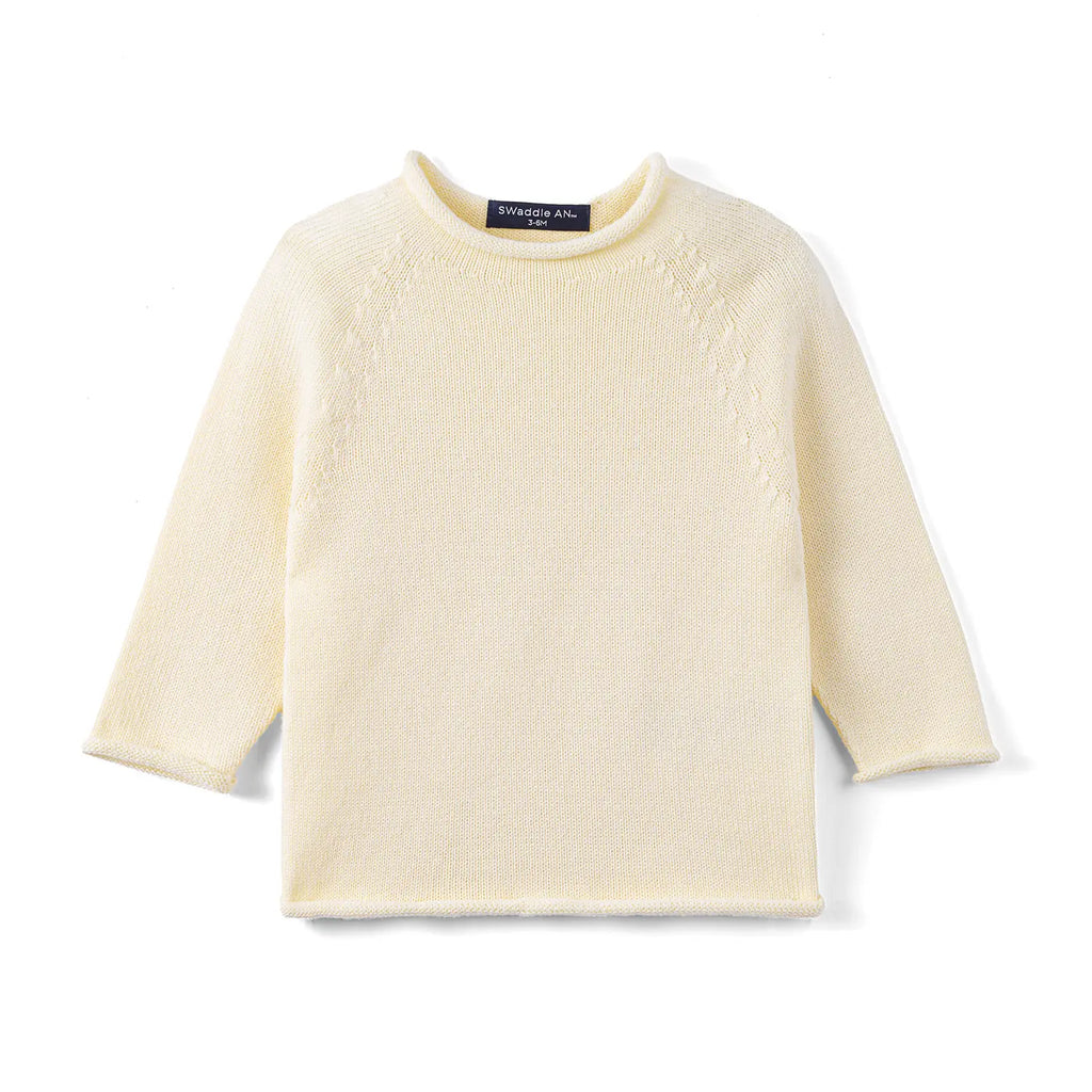 Knit Rollneck Baby Sweater in Cream