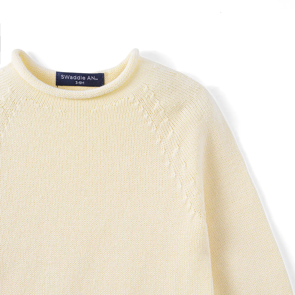 Knit Rollneck Baby Sweater in Cream