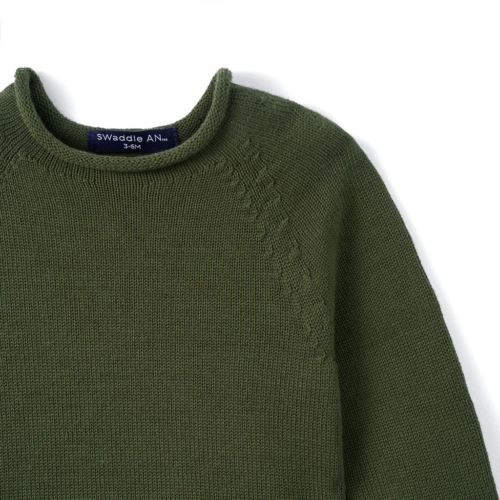 Knit Rollneck Baby Sweater in Forest Green