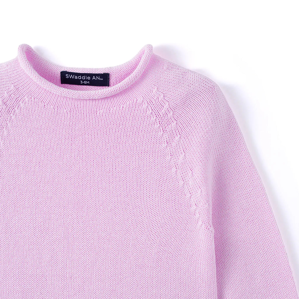 Knit Rollneck Baby Sweater in Lilac