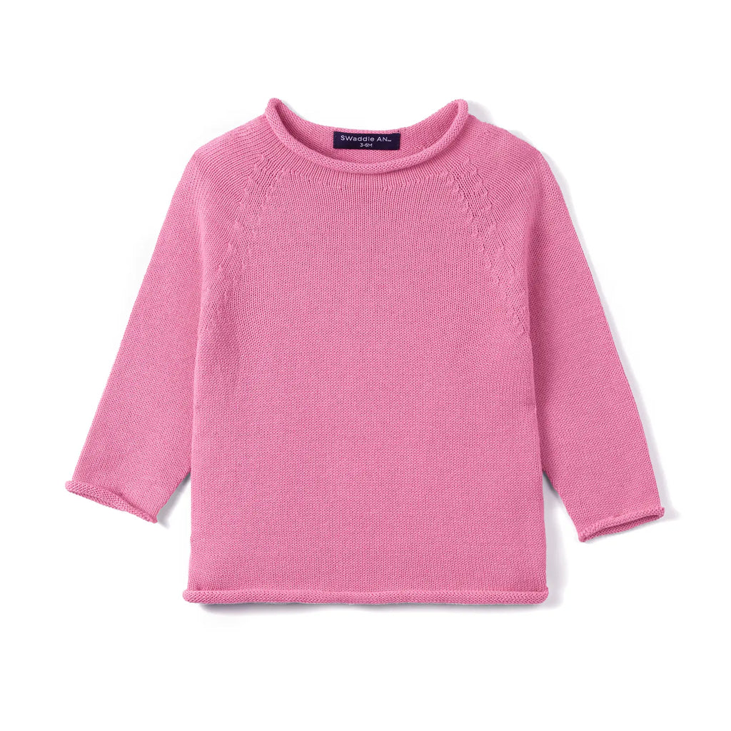 Knit Rollneck Baby Sweater in Rose Pink