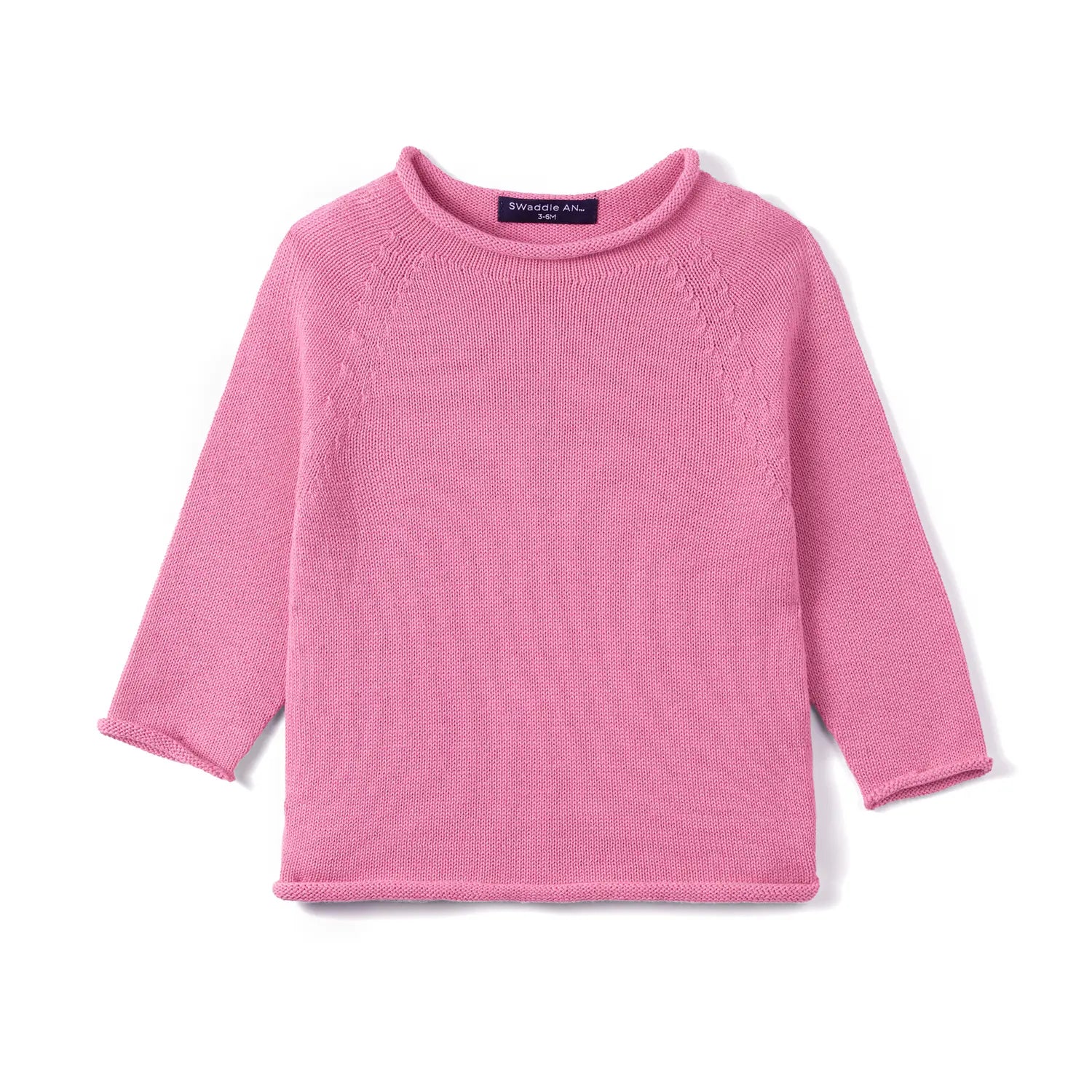 Knit Rollneck Baby Sweater in Rose Pink