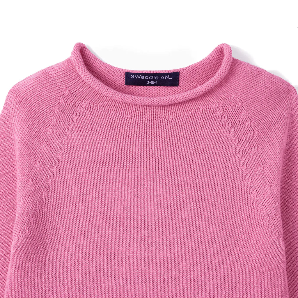 Knit Rollneck Baby Sweater in Rose Pink