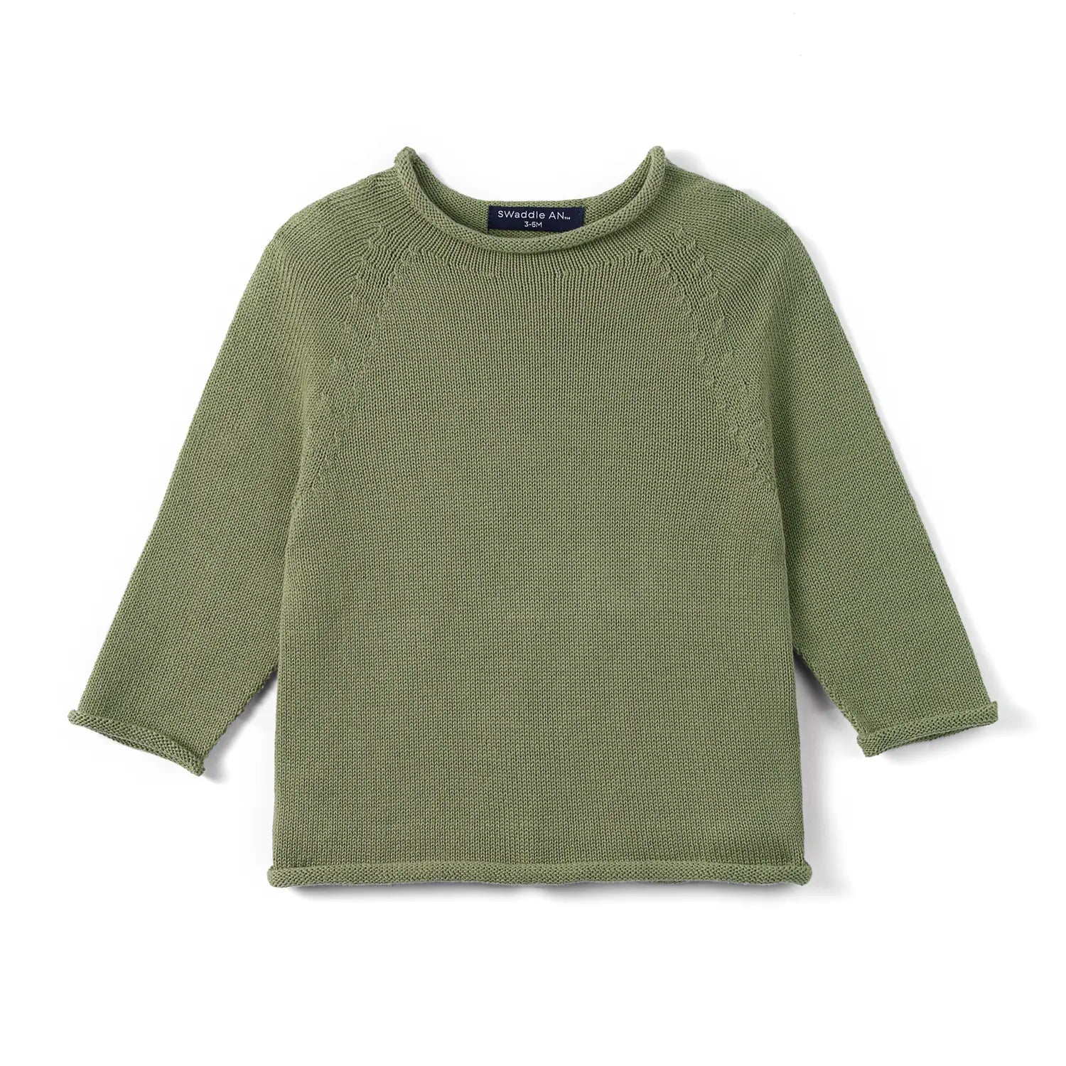 Knit Rollneck Baby Sweater in Sage Green