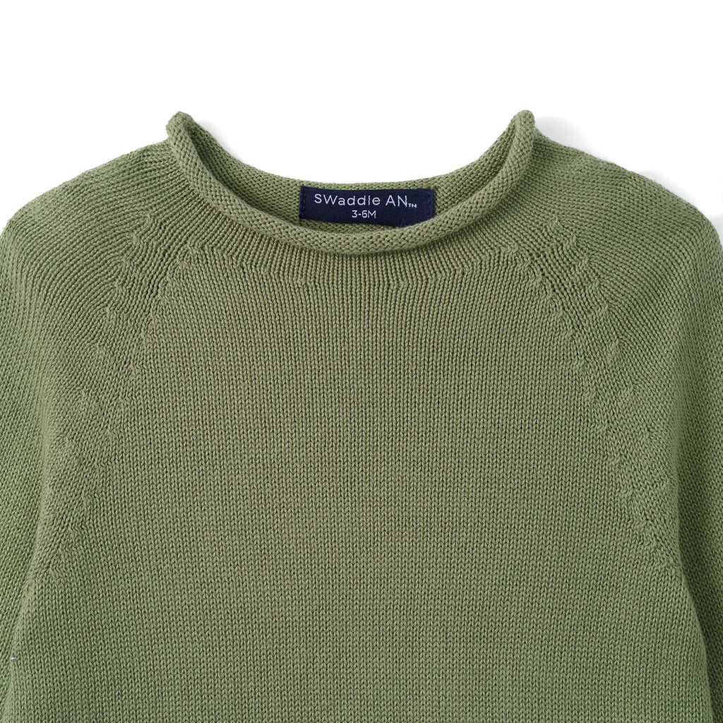 Knit Rollneck Baby Sweater in Sage Green