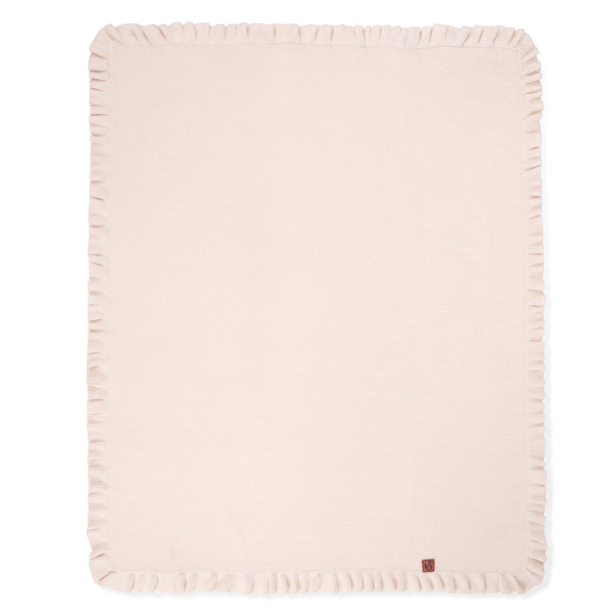Ruffled Edge Knit Baby Blanket in Beige