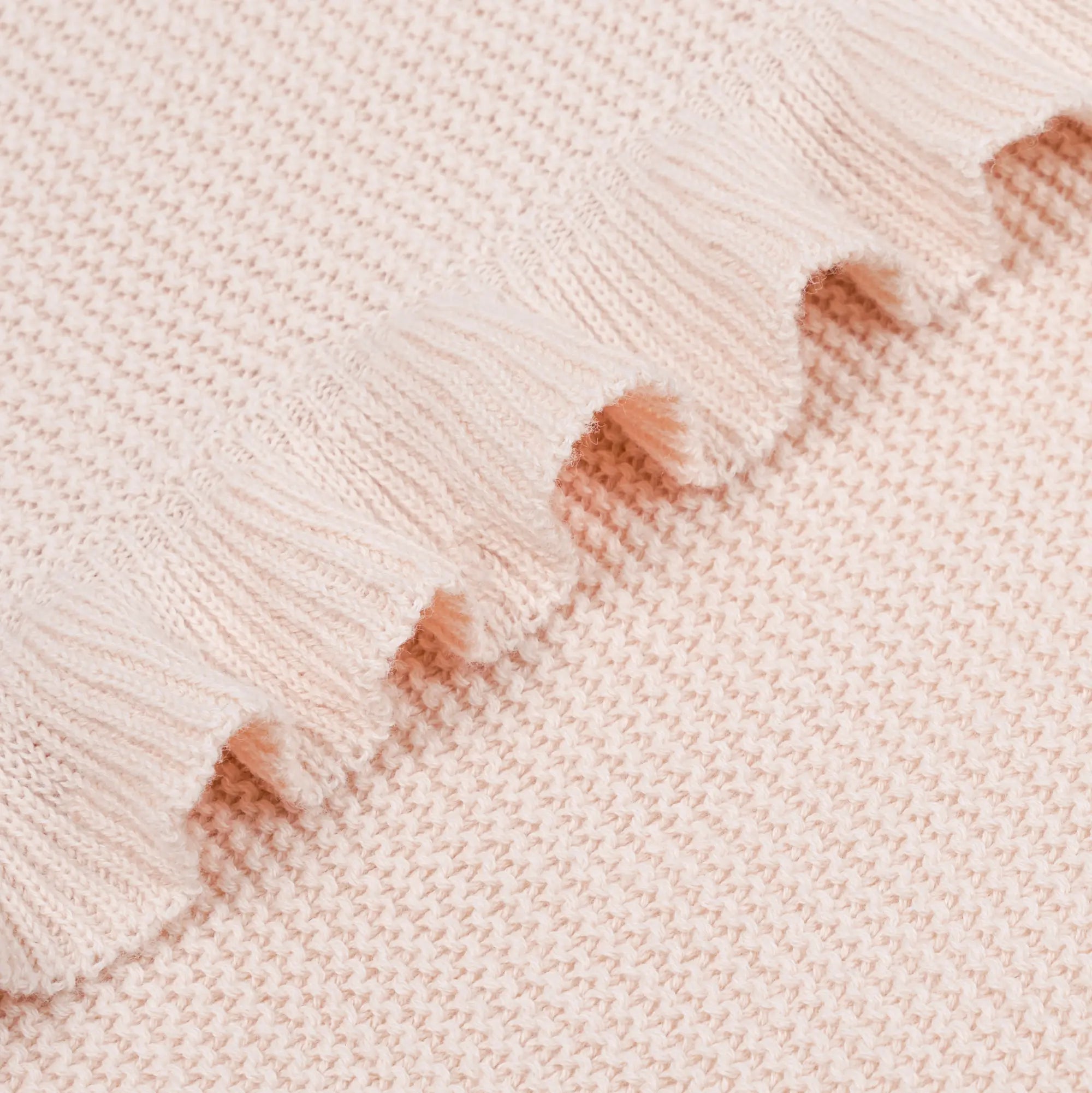 Ruffled Edge Knit Baby Blanket in Beige