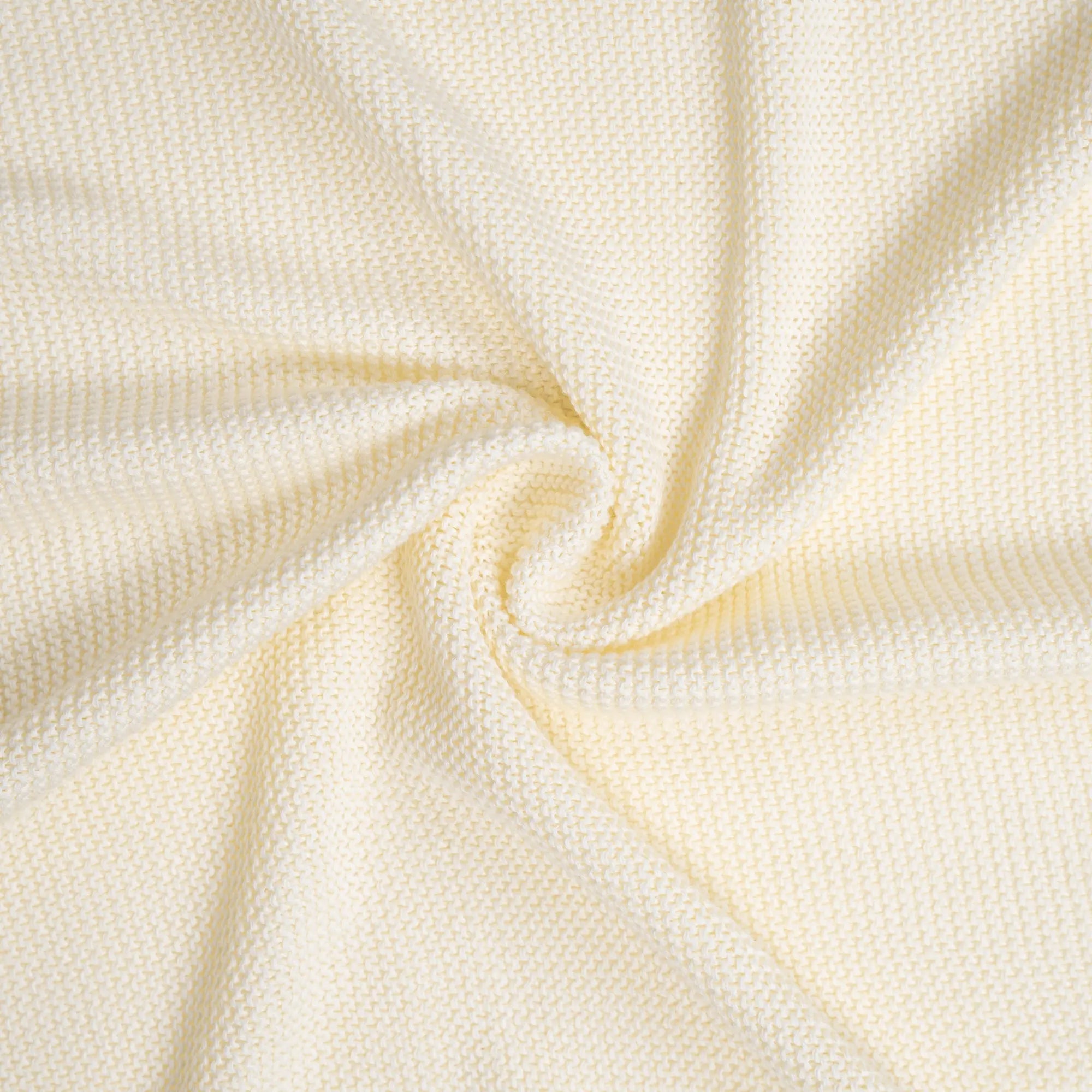Ruffled Edge Knit Baby Blanket in Cream