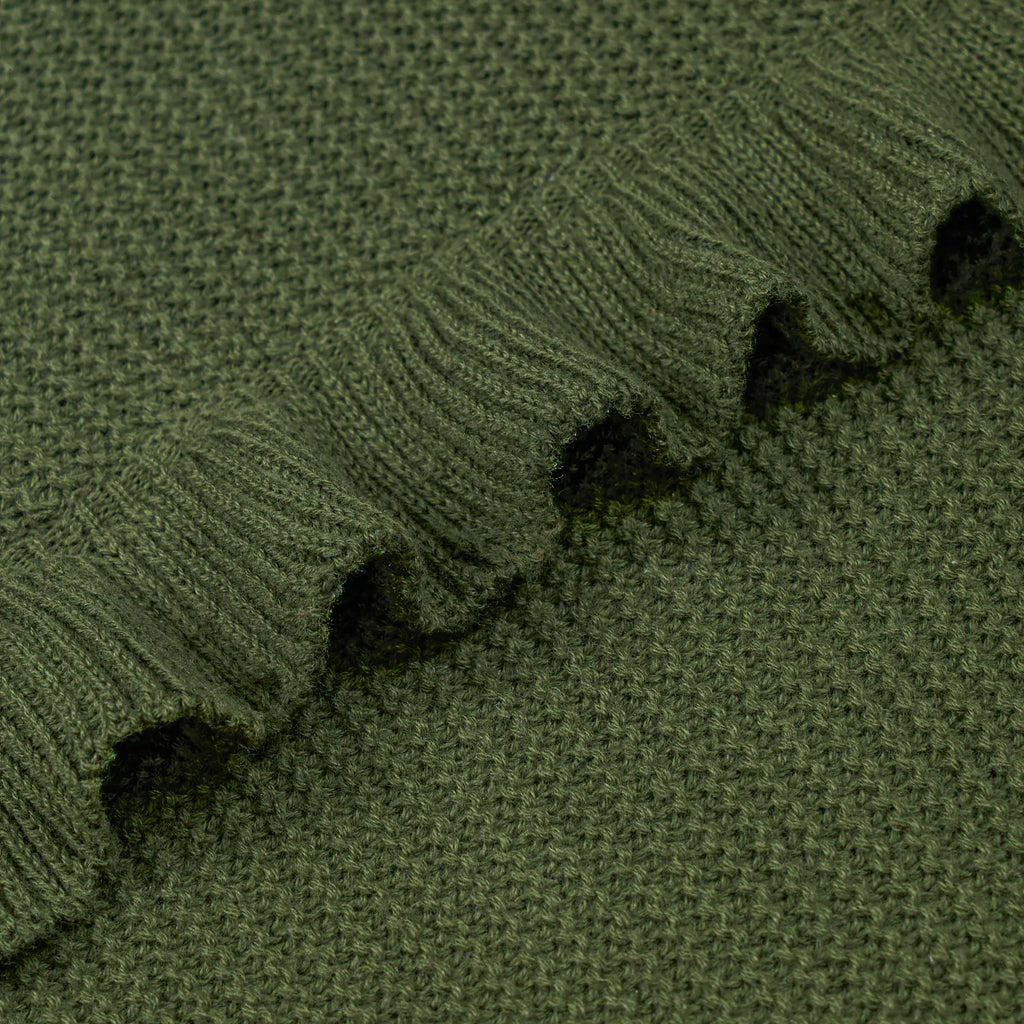 Ruffled Edge Knit Baby Blanket in Forest Green
