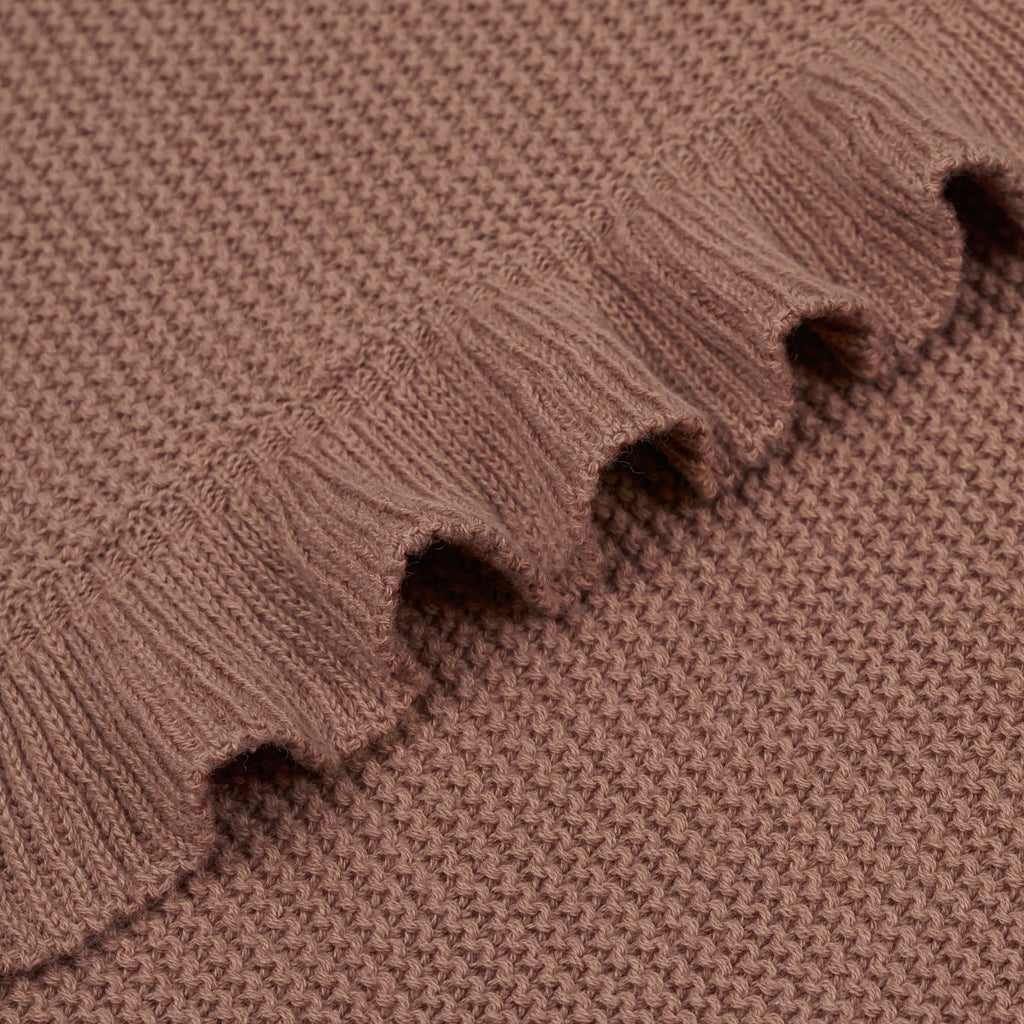 Ruffled Edge Knit Baby Blanket in Mocha