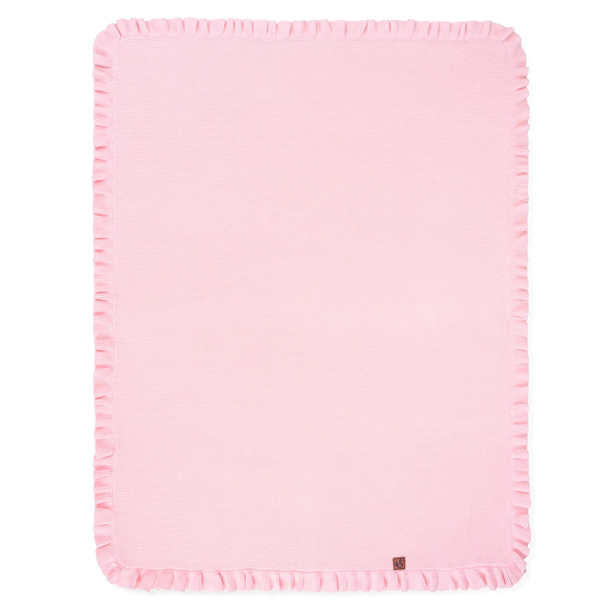 Ruffled Edge Knit Baby Blanket in Pink