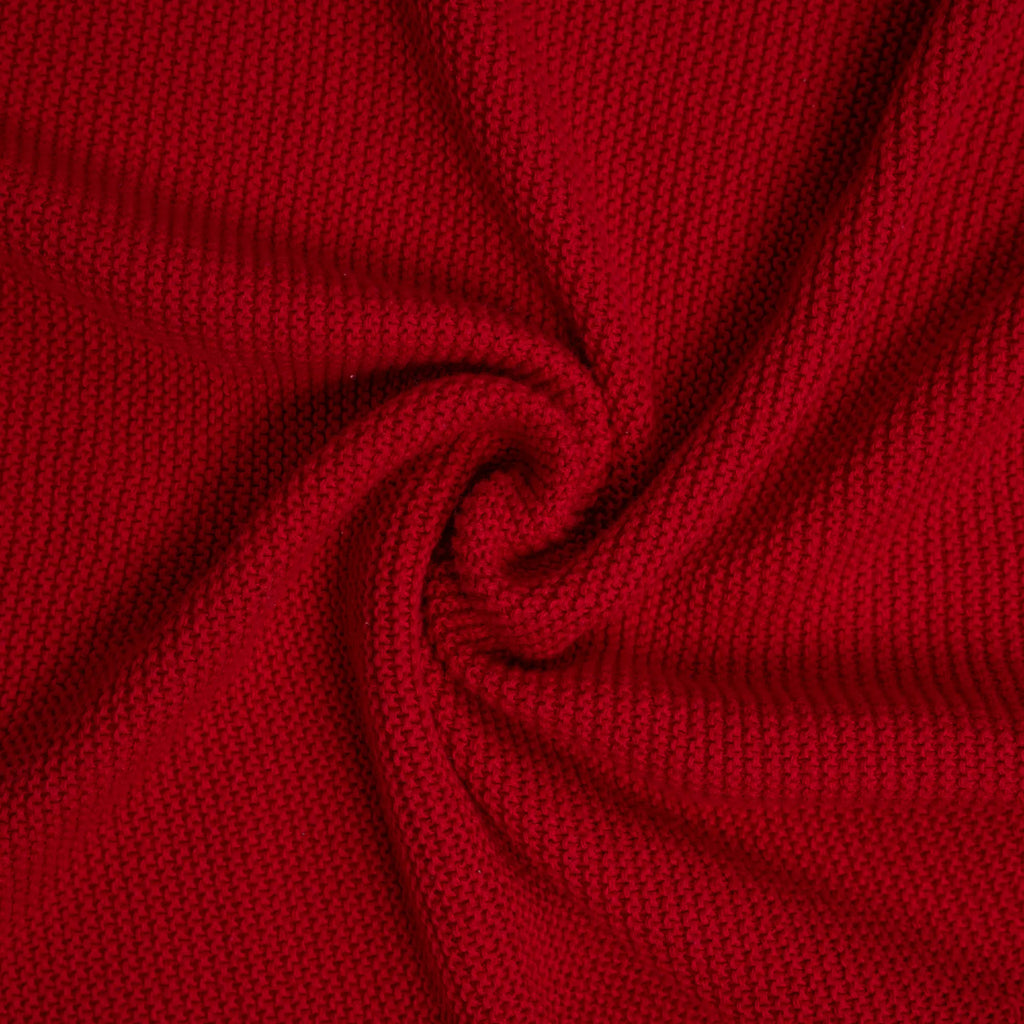 Ruffled Edge Knit Baby Blanket in Red Xmas