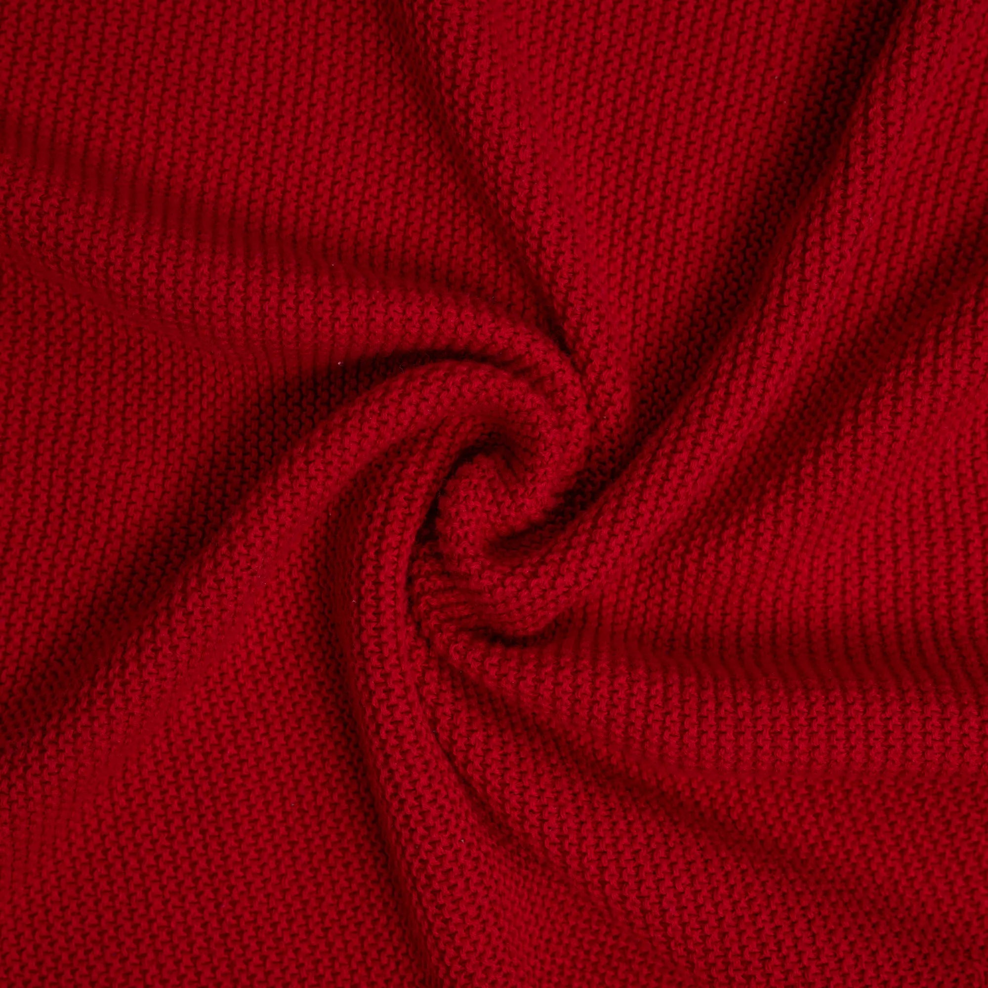 Ruffled Edge Knit Baby Blanket in Red Xmas