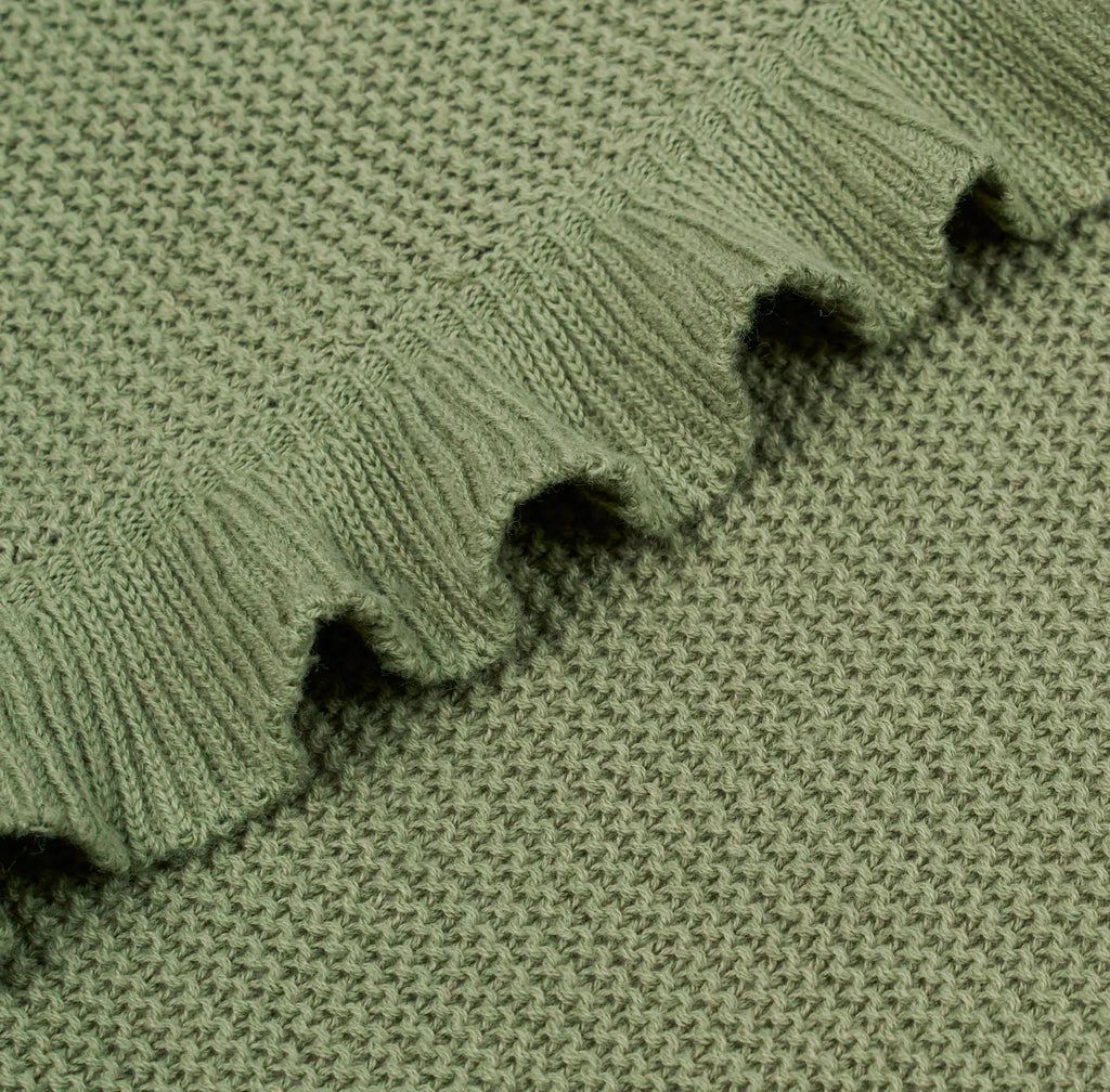 Ruffled Edge Knit Baby Blanket in Sage Green