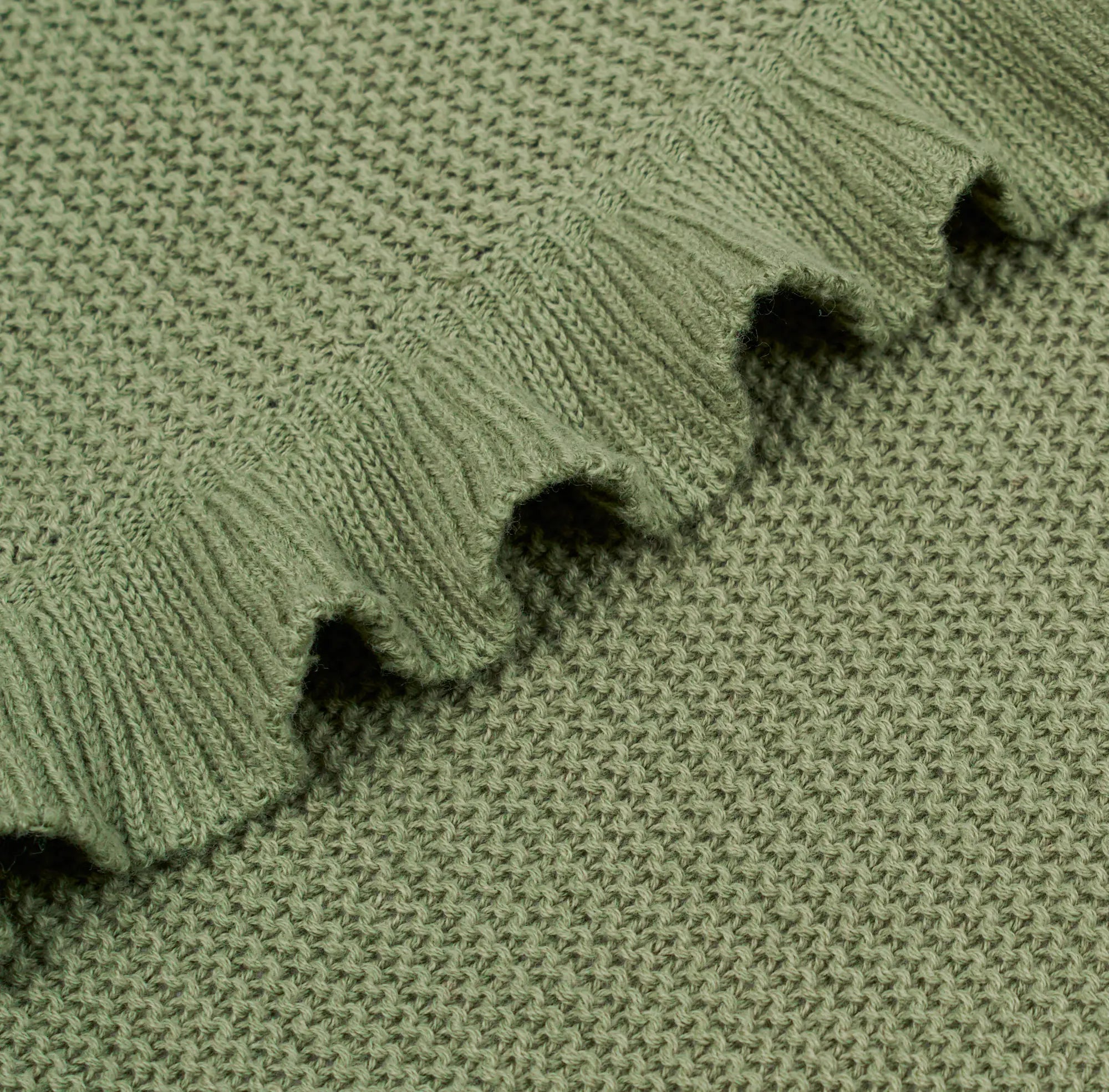 Ruffled Edge Knit Baby Blanket in Sage Green