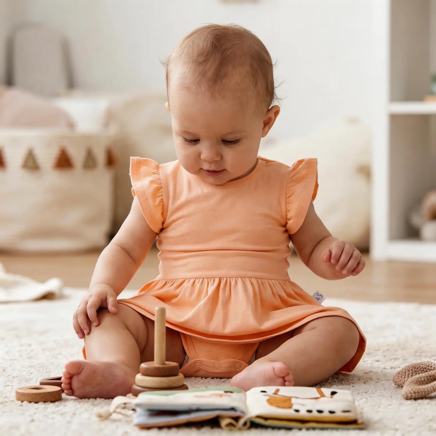 Twirl Bodysuit Dress in Peach Fuzz