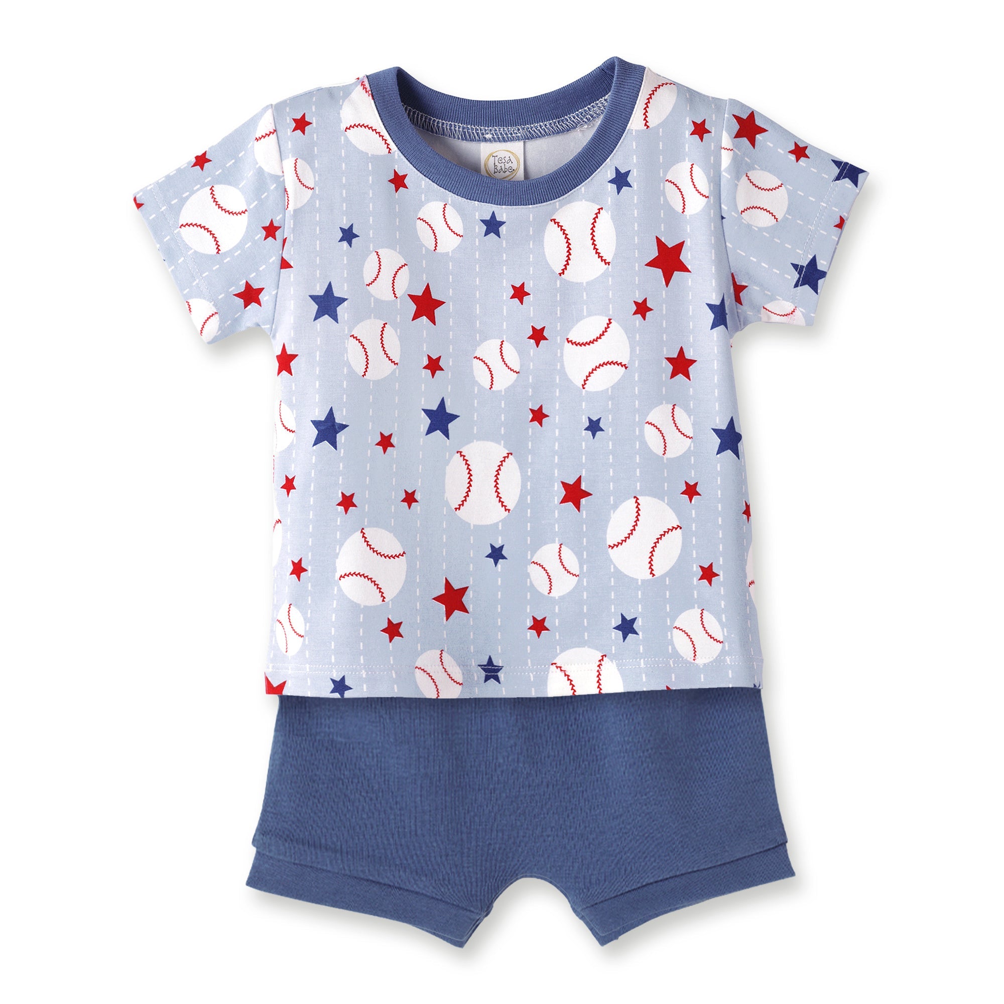 Grand Slam Baseball Bamboo Tee & Cotton Shorts Set for Boys