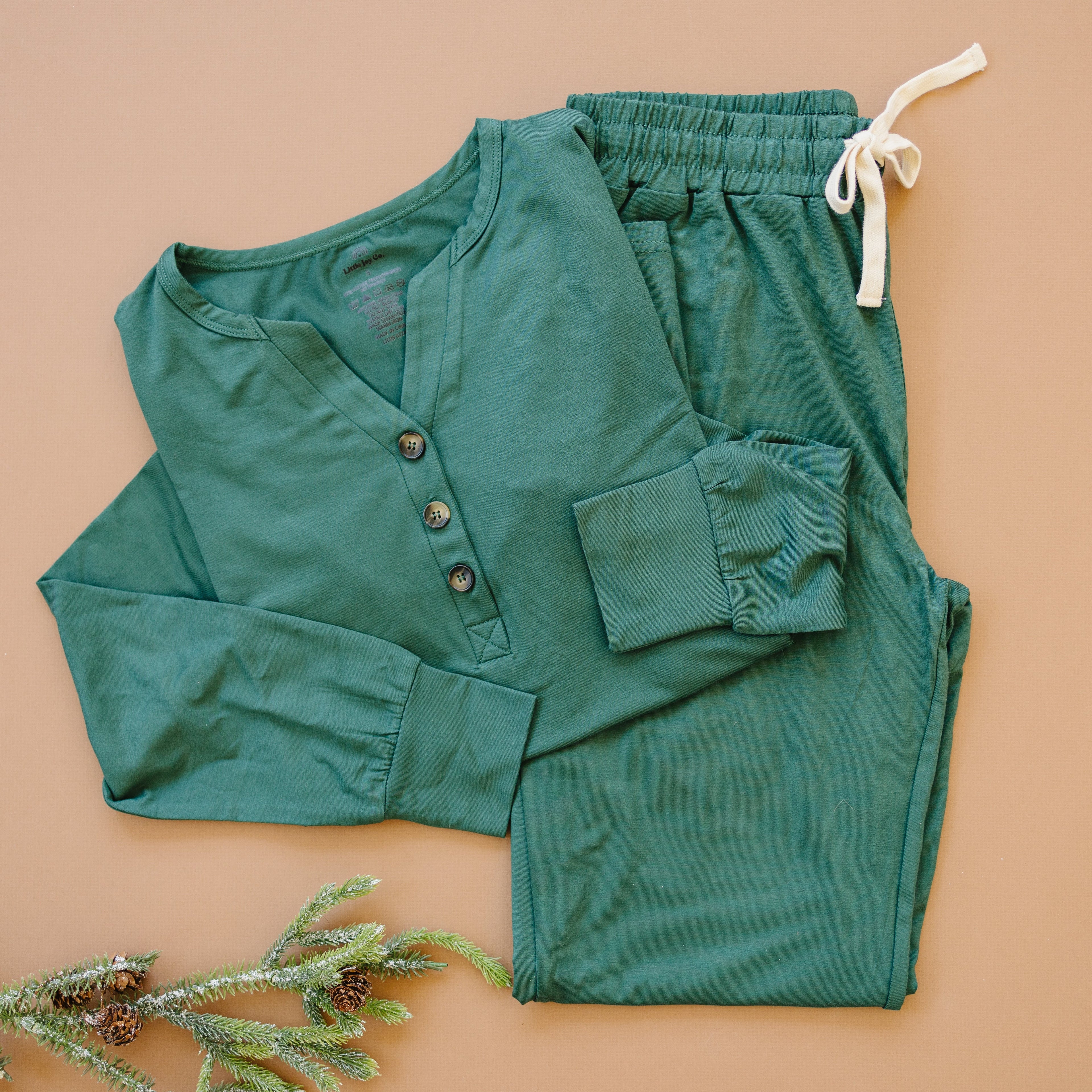 Women's Green Emerald Bamboo Christmas Pajamas