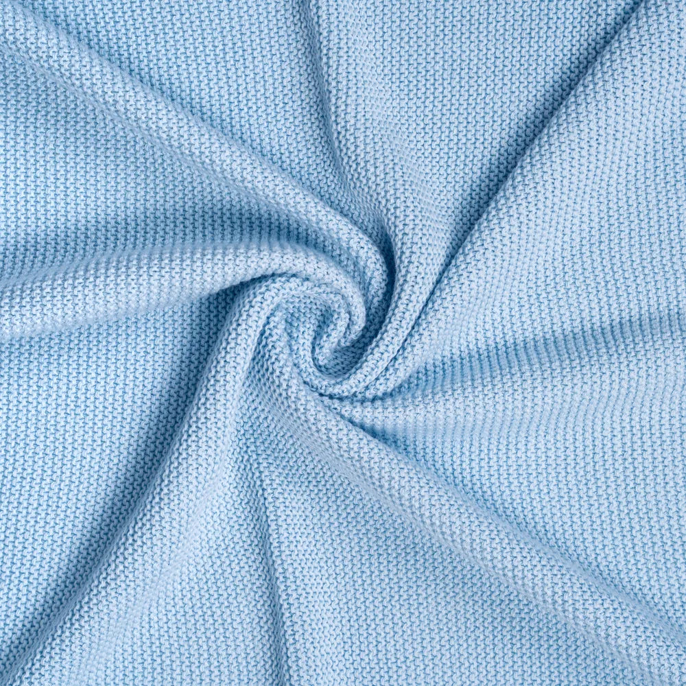 Ruffled Edge Knit Baby Blanket in Baby Blue