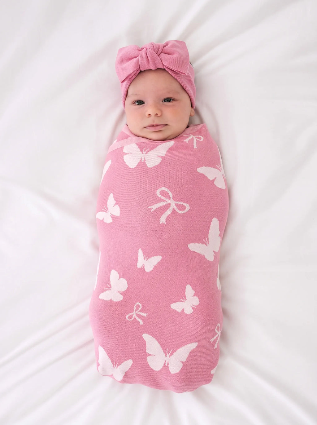 Butterfly Jacquard Knit Baby Blanket