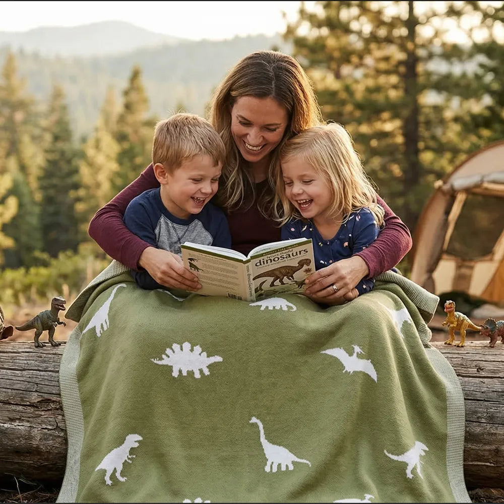 Dinosaur Jacquard Knit Baby Blanket