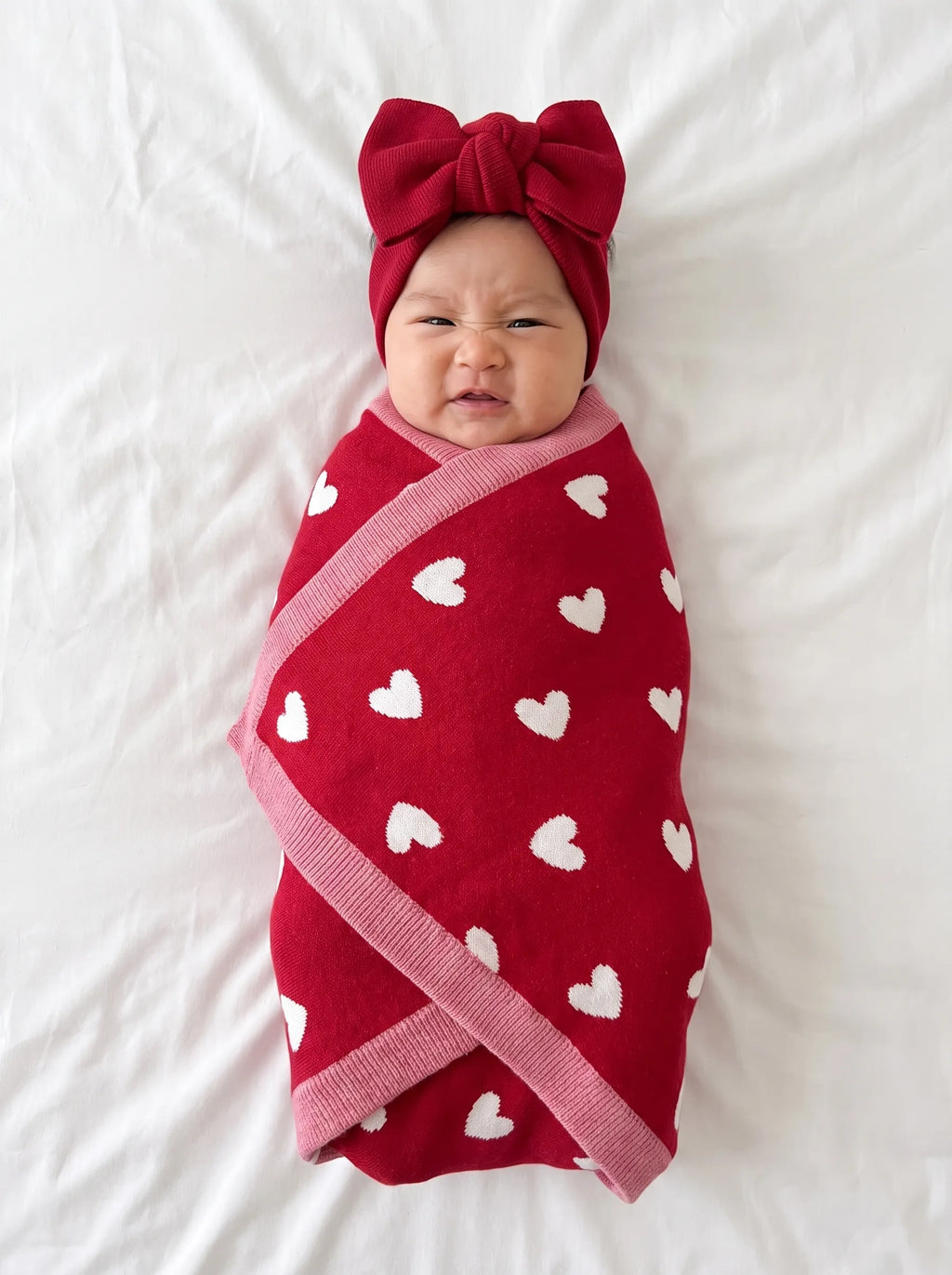 Valentine Heart Jacquard Baby Blanket