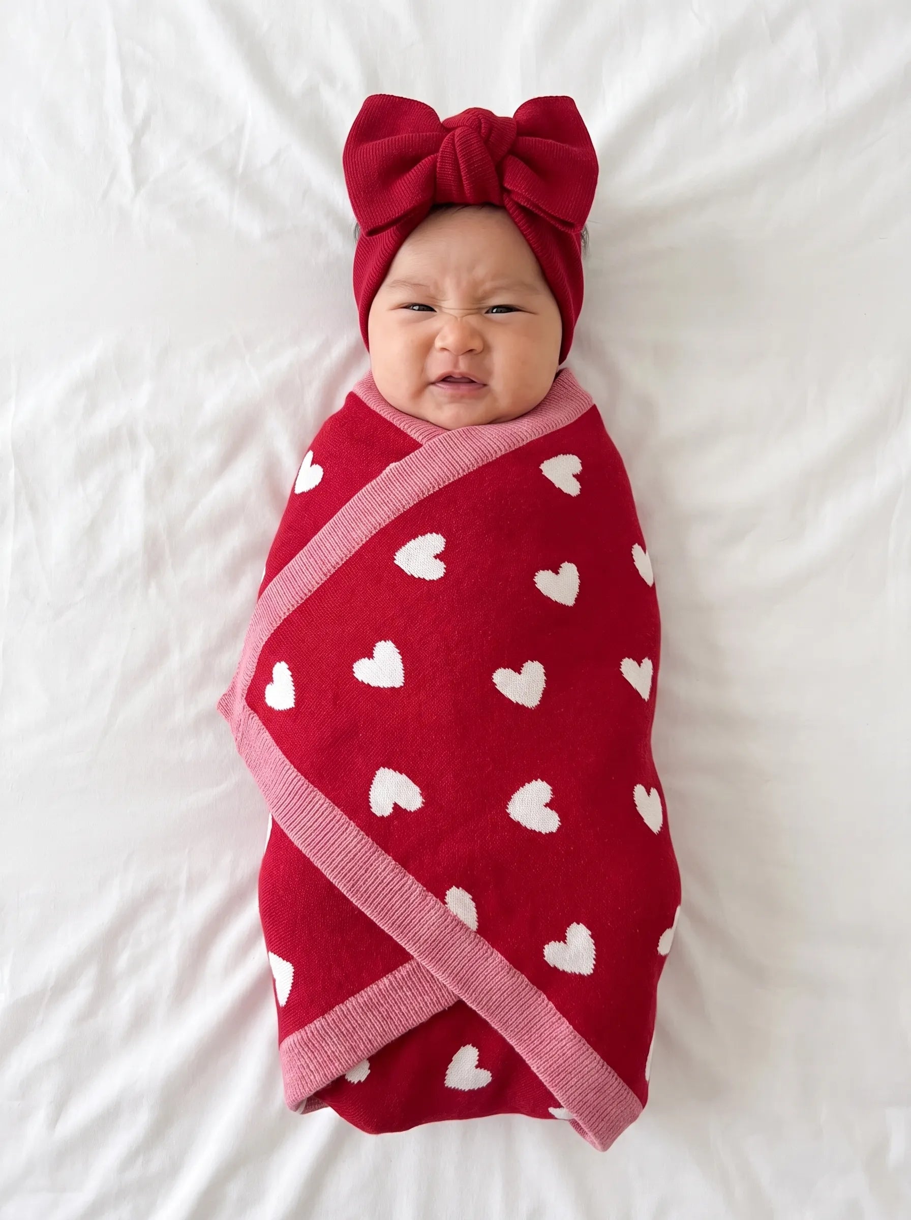 Valentine Heart Jacquard Baby Blanket