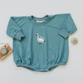 Silly Goose Bamboo Baby Romper - Teal or Blue - Infant Baby Toddler
