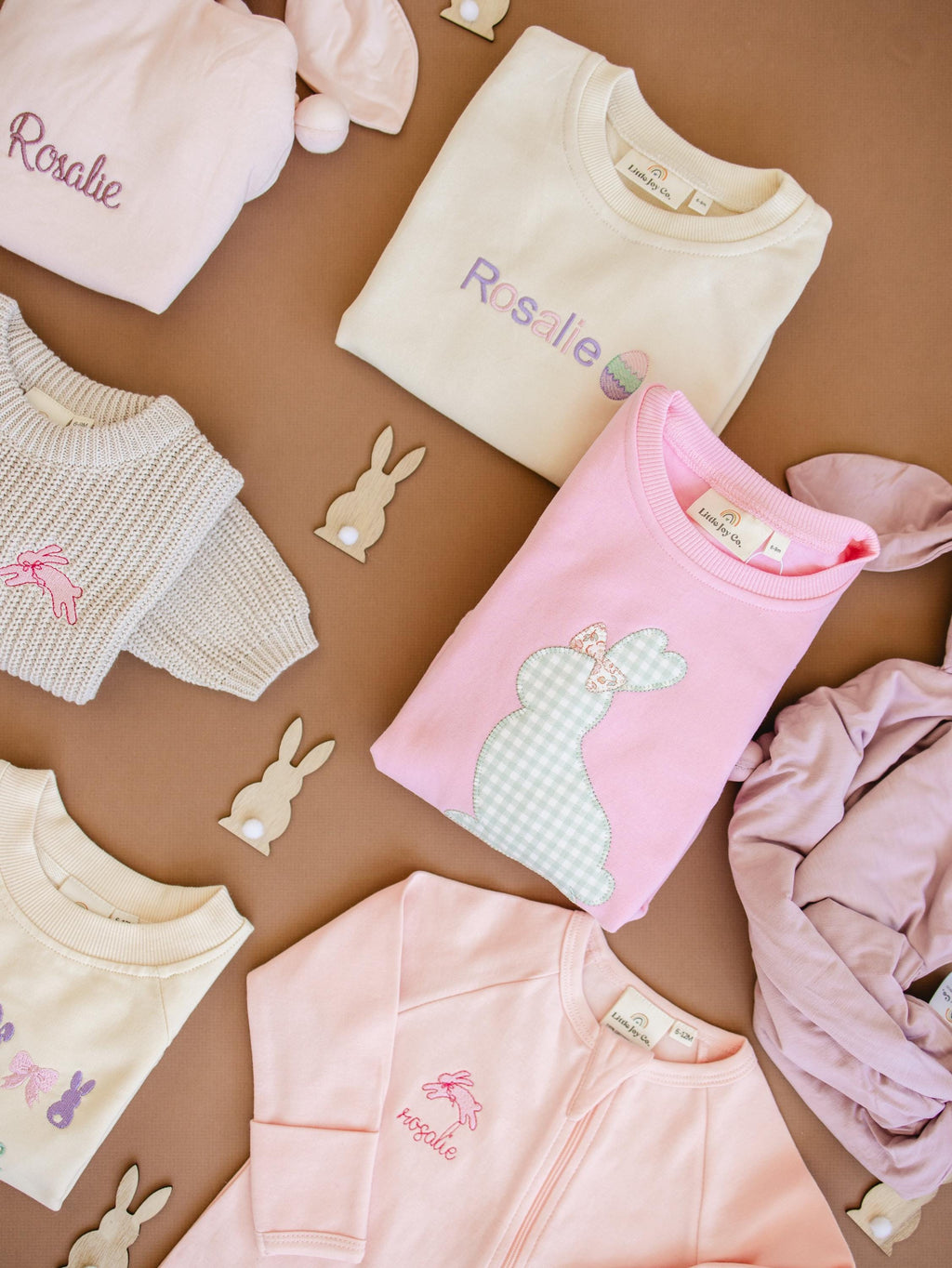 Applique Bunny Sweatshirt Romper - Infant Baby Toddler Girl - Easter Outfit