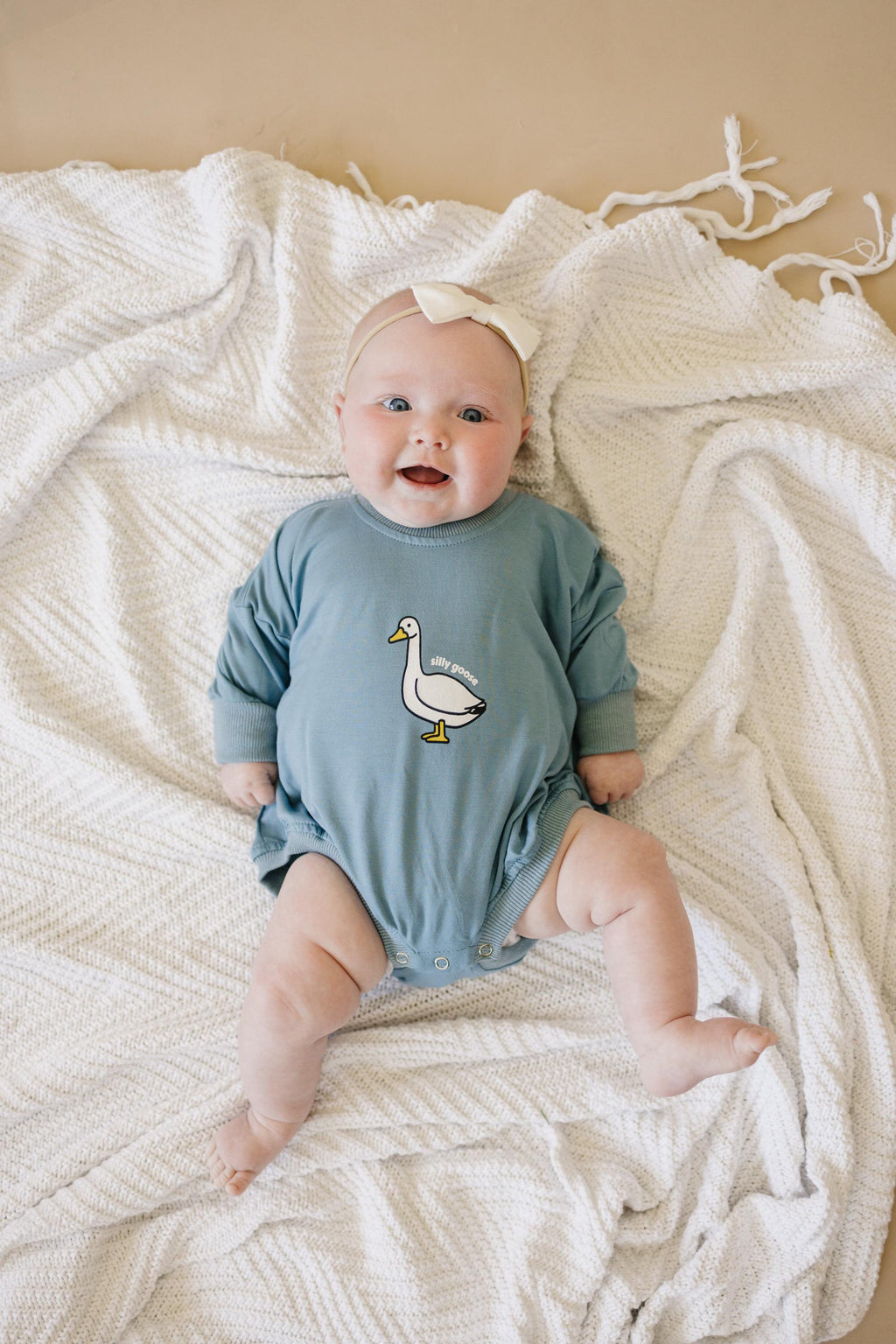 Silly Goose Bamboo Baby Romper - Teal or Blue - Infant Baby Toddler