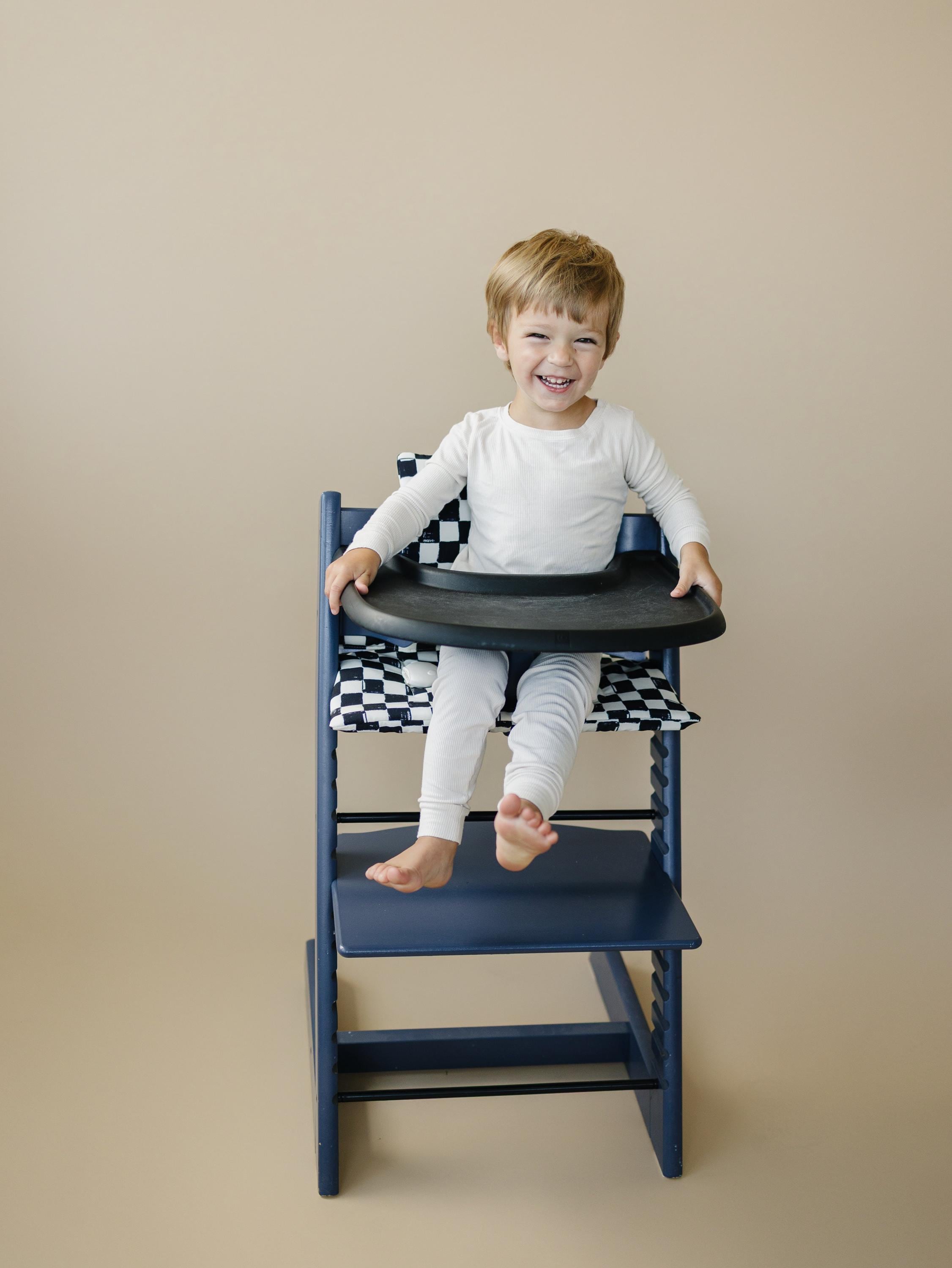 Black & White Checkered Highchair Cushion - Wipeable Stokke Tripp Trapp Cover