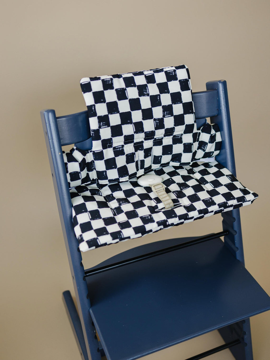 Black & White Checkered Highchair Cushion - Wipeable Stokke Tripp Trapp Cover
