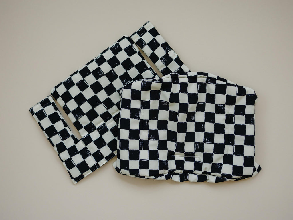 Black & White Checkered Highchair Cushion - Wipeable Stokke Tripp Trapp Cover