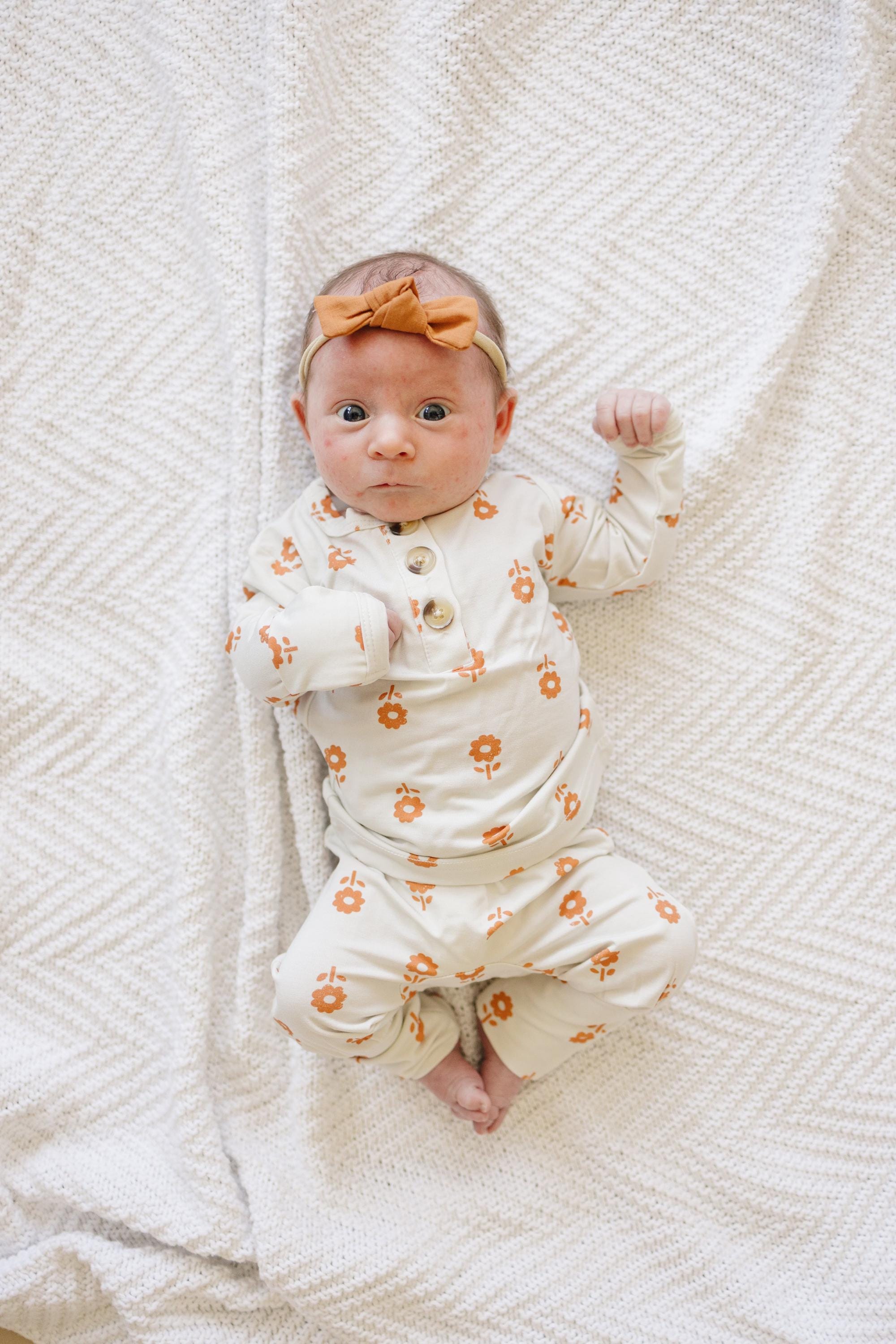 Pumpkin Posie Bamboo Pajamas: Fall Baby & Toddler PJs