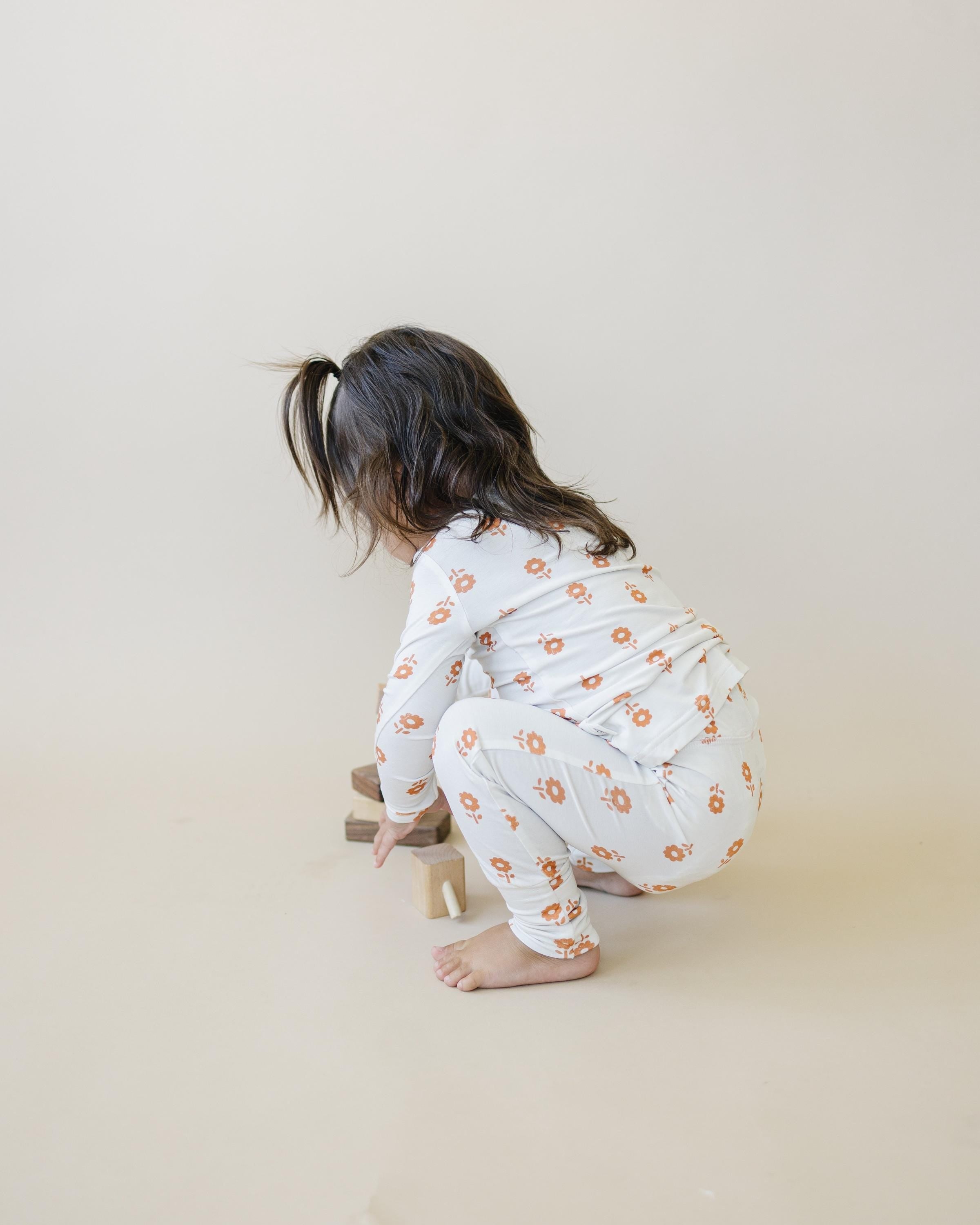 Pumpkin Posie Bamboo Pajamas: Fall Baby & Toddler PJs