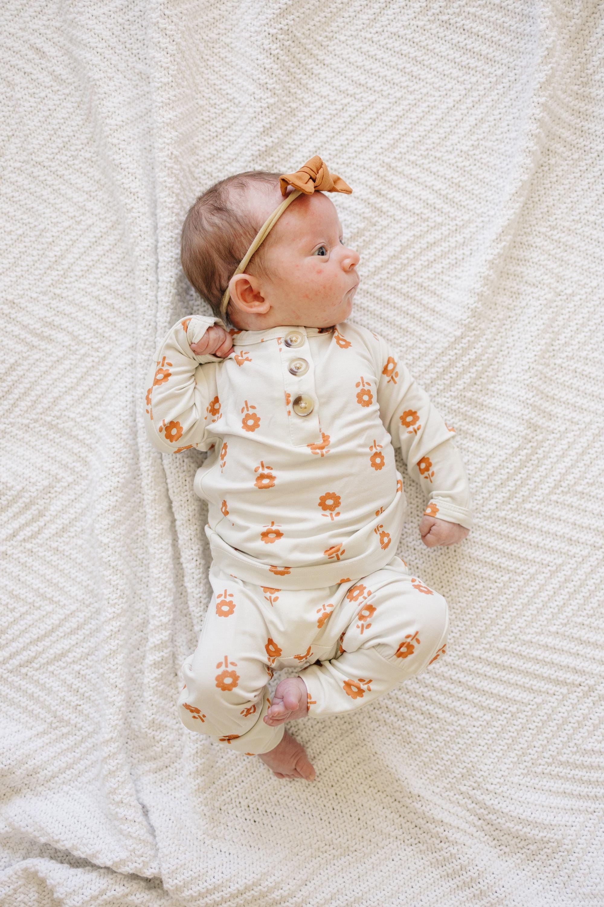 Pumpkin Posie Bamboo Pajamas: Fall Baby & Toddler PJs