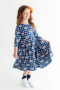 Auburn Plaid Aubie 3/4 Sleeve Pocket Twirl Dress