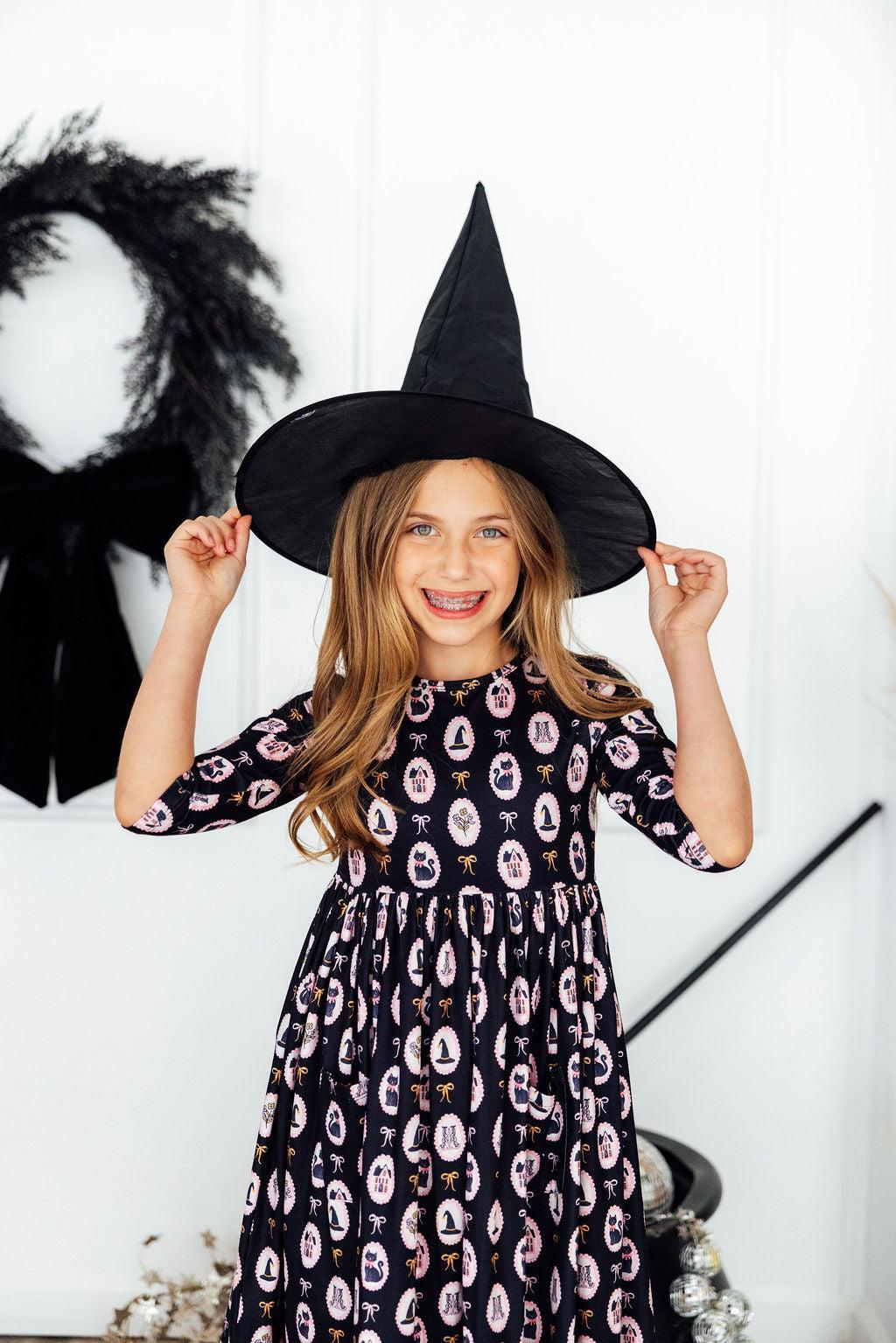Hocus Pocus 3/4 Sleeve Pocket Twirl Dress