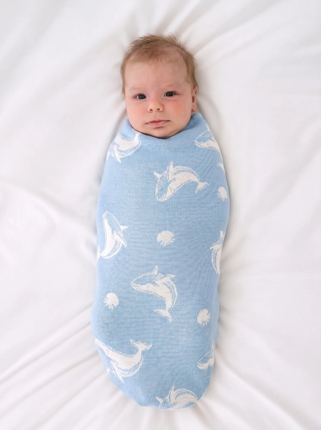 Whale Jacquard Knit Baby Blanket