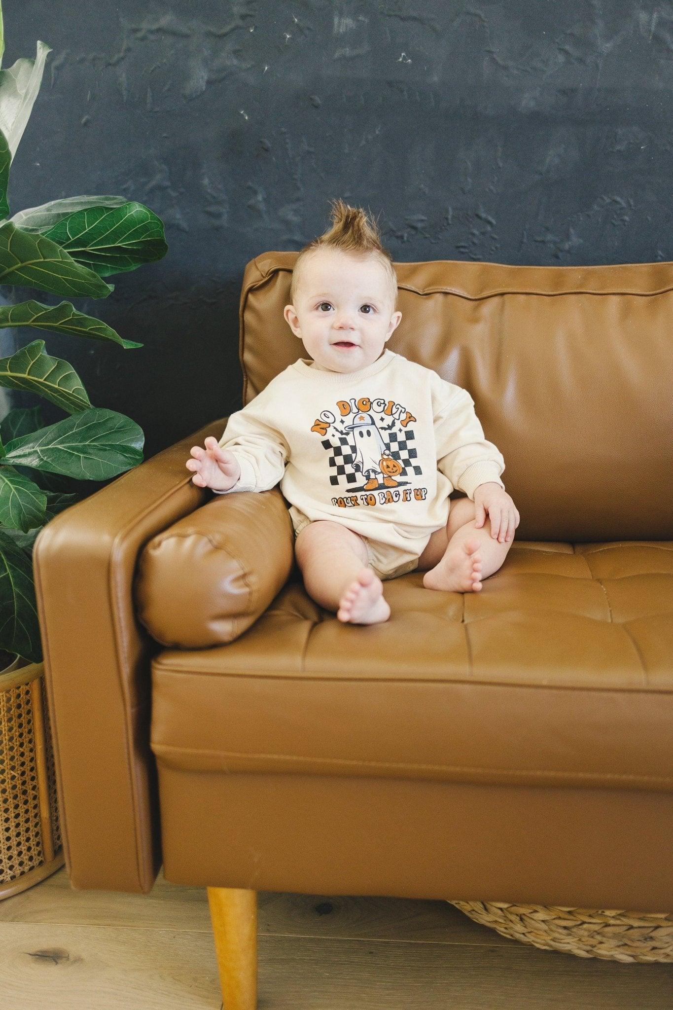 No Diggity Bout to Bag It Up Organic Cotton Sweatshirt Romper