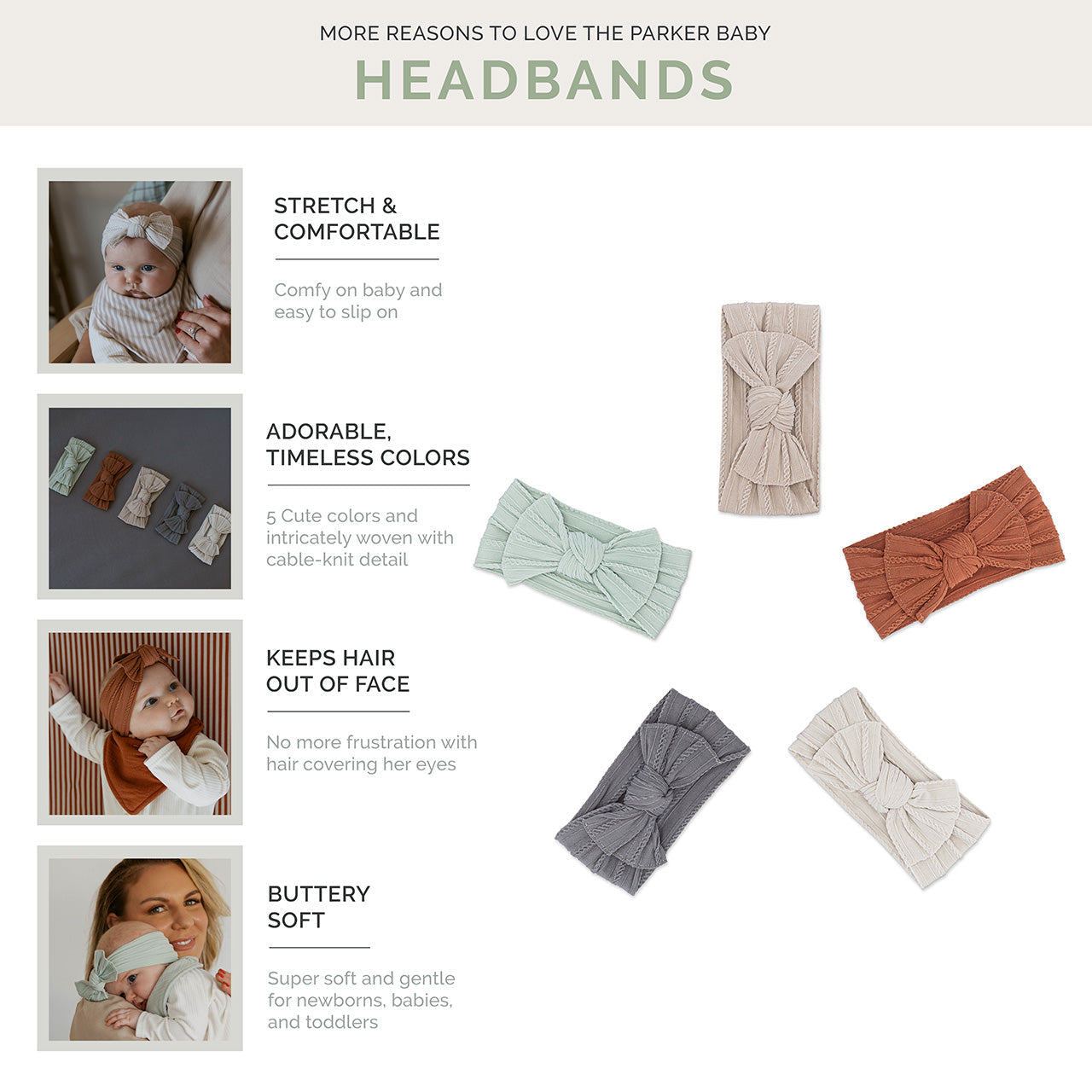 Grace Set - Cable Knit Knotted Headbands - 5 Pack