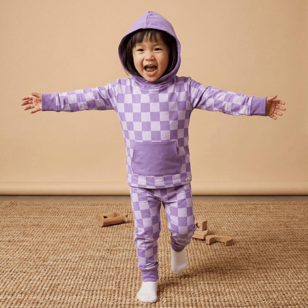 Purple Haze Checker Hooded Jogger Set