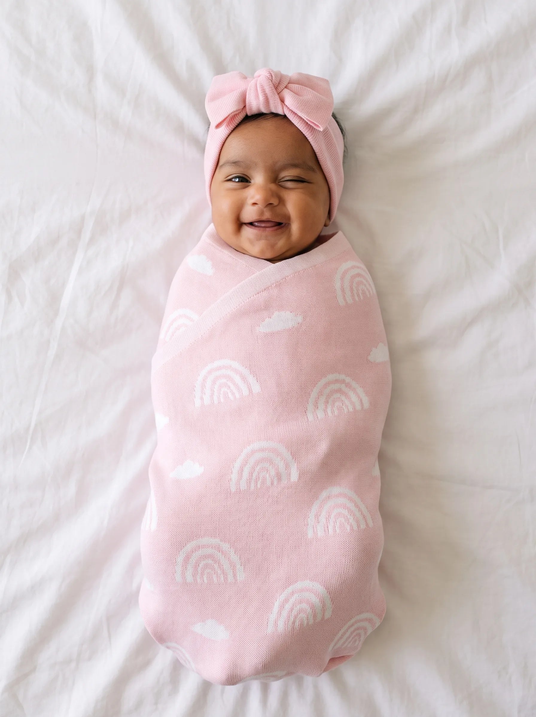 Rainbow Jacquard Knit Baby Blanket
