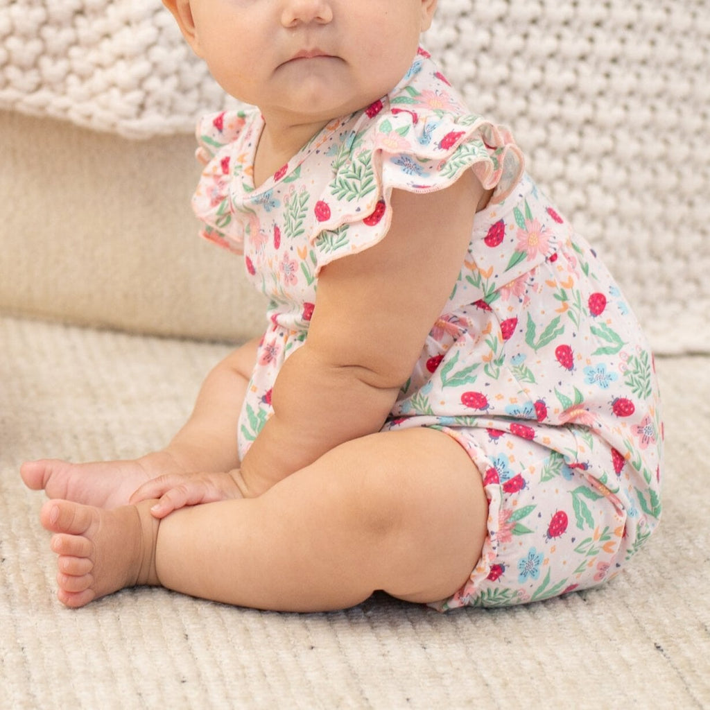 Ladybug Flower Garden Ruffle Romper