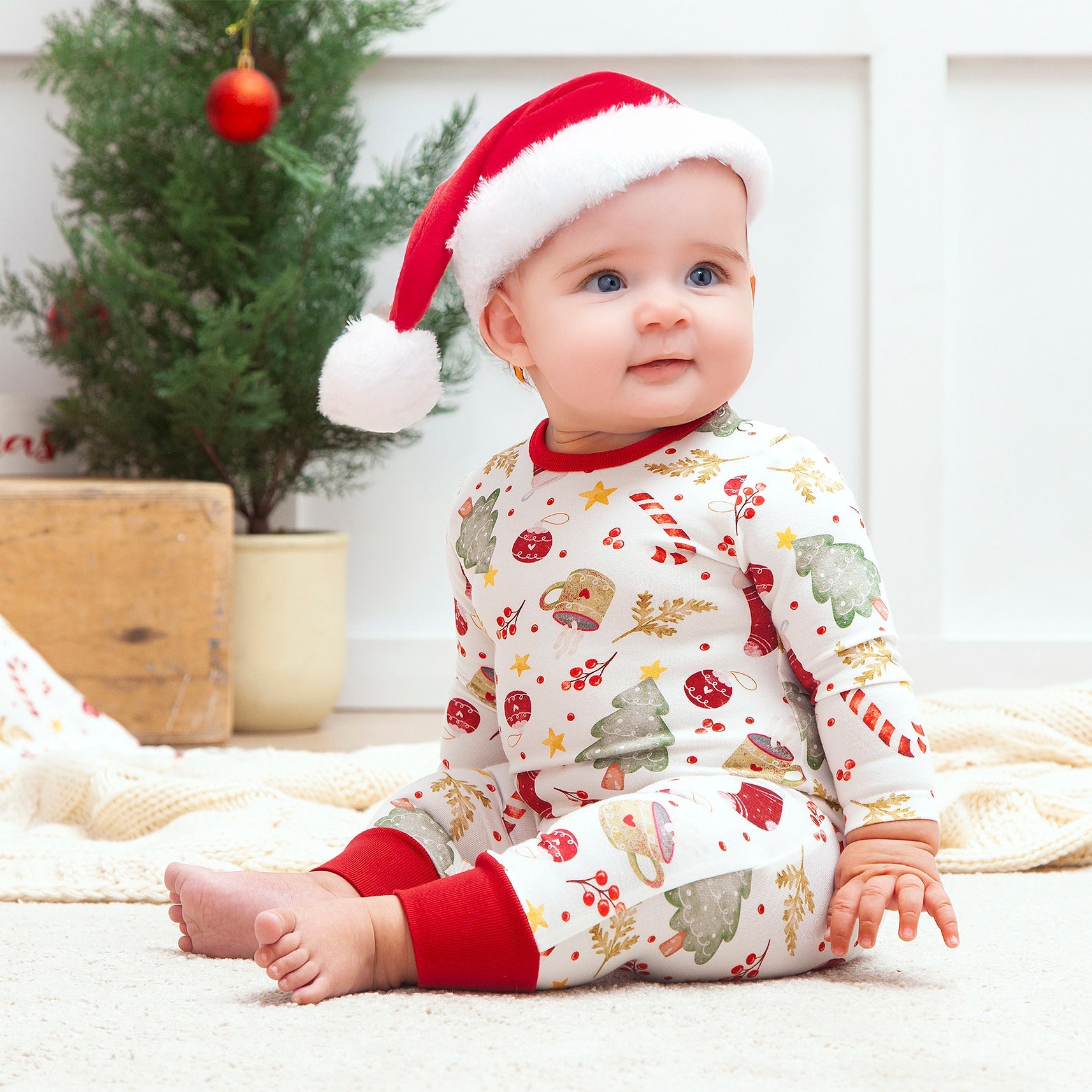 Baby Holiday Bamboo Romper – Christmas Print One-Piece